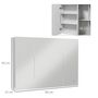 Voir la diapositive 3 : KLEANKIN Armoire miroir LED de salle de bain - 3 portes, 3 étagères - tactile, lumière réglable - MDF blanc laqué verre