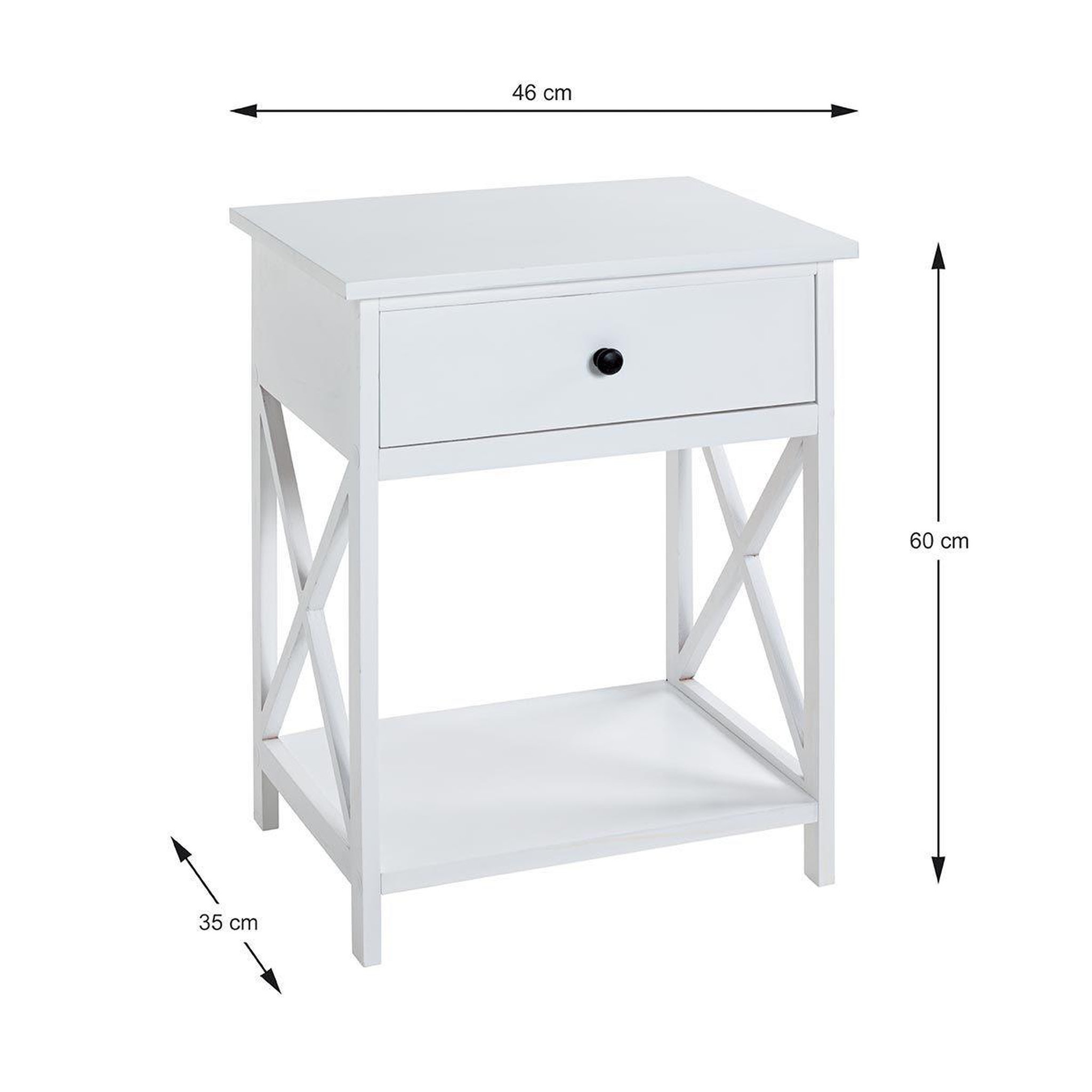 Voir la diapositive 6 : Paris Prix Table d'Appoint 1 Tiroir Design  Guda  60cm Blanc