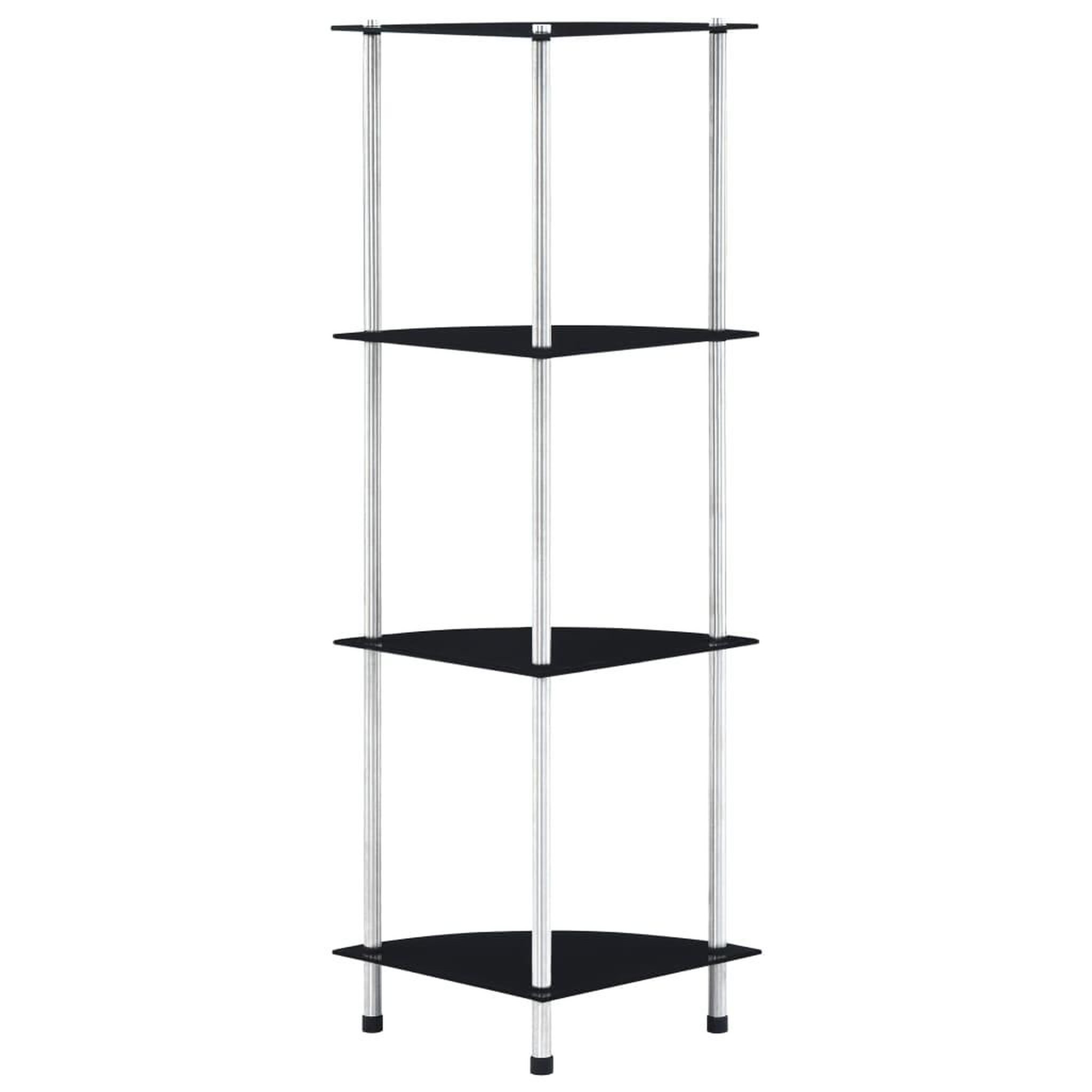 Voir la diapositive 1 : VIDAXL Etagere 4 niveaux Noir 30x30x100 cm Verre trempe