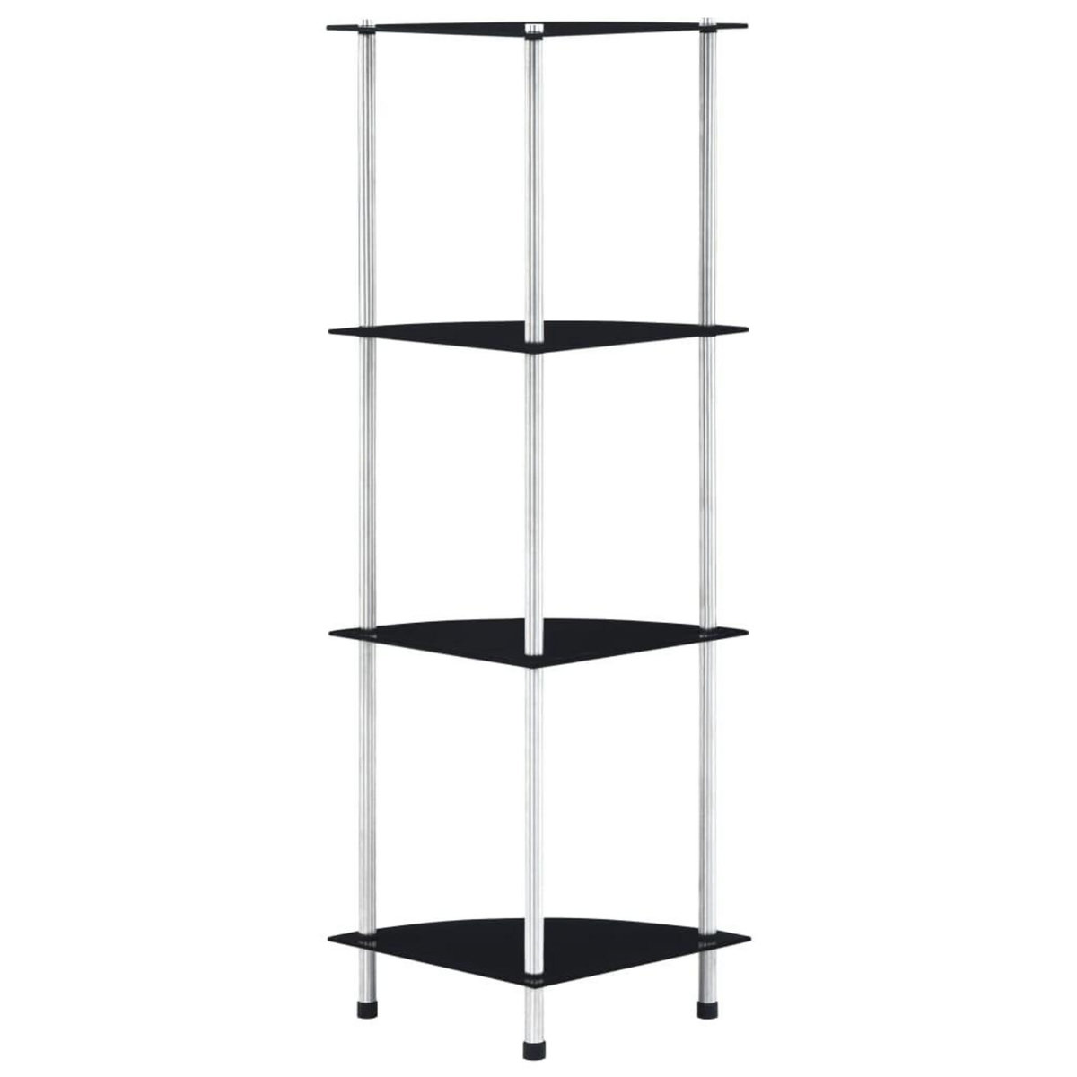 VIDAXL Etagere 4 niveaux Noir 30x30x100 cm Verre trempe