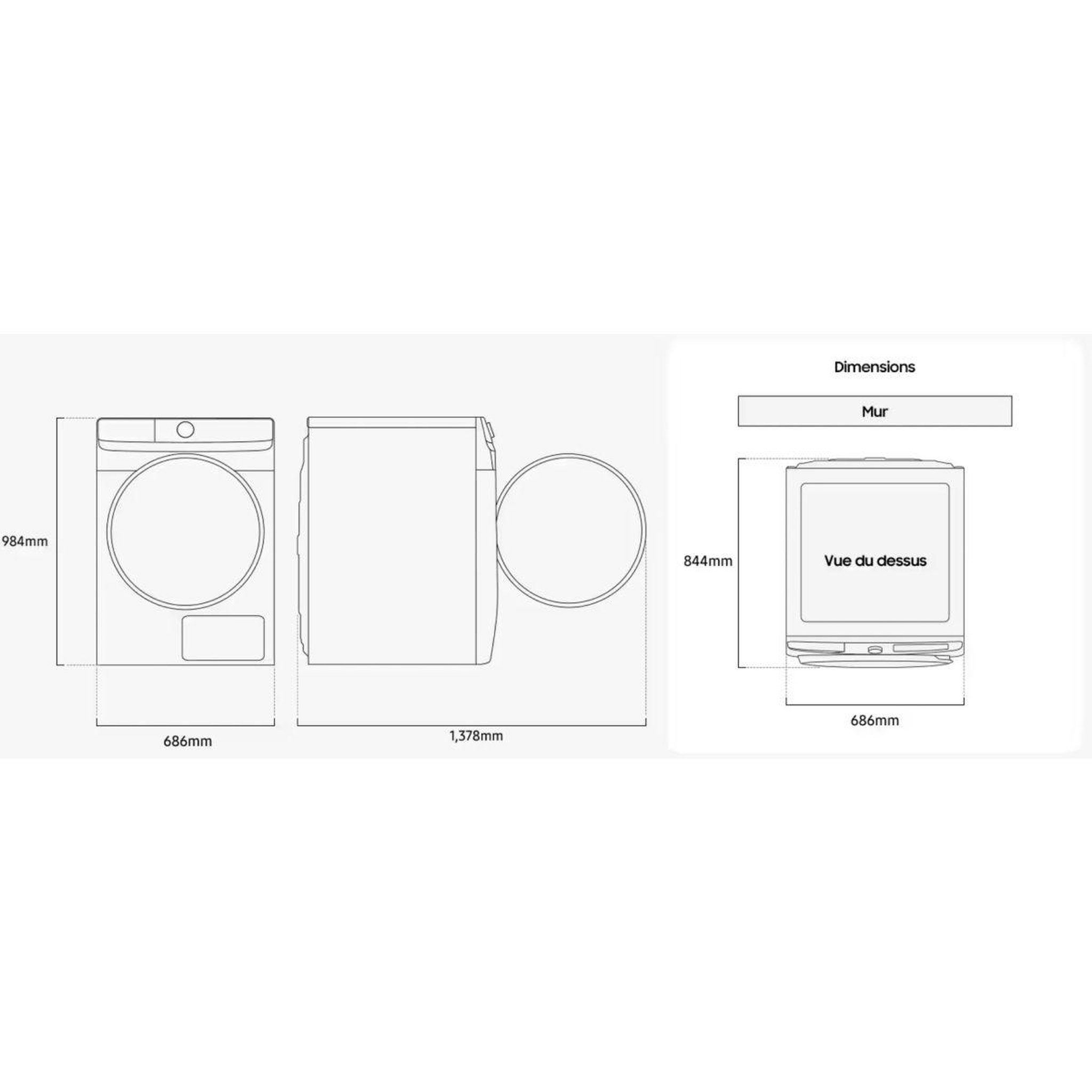 Voir la diapositive 5 : Samsung Sèche linge pompe à chaleur DV16DG8600BW 16kg - Capacité géante XXL & Anti-froissage & Connecté