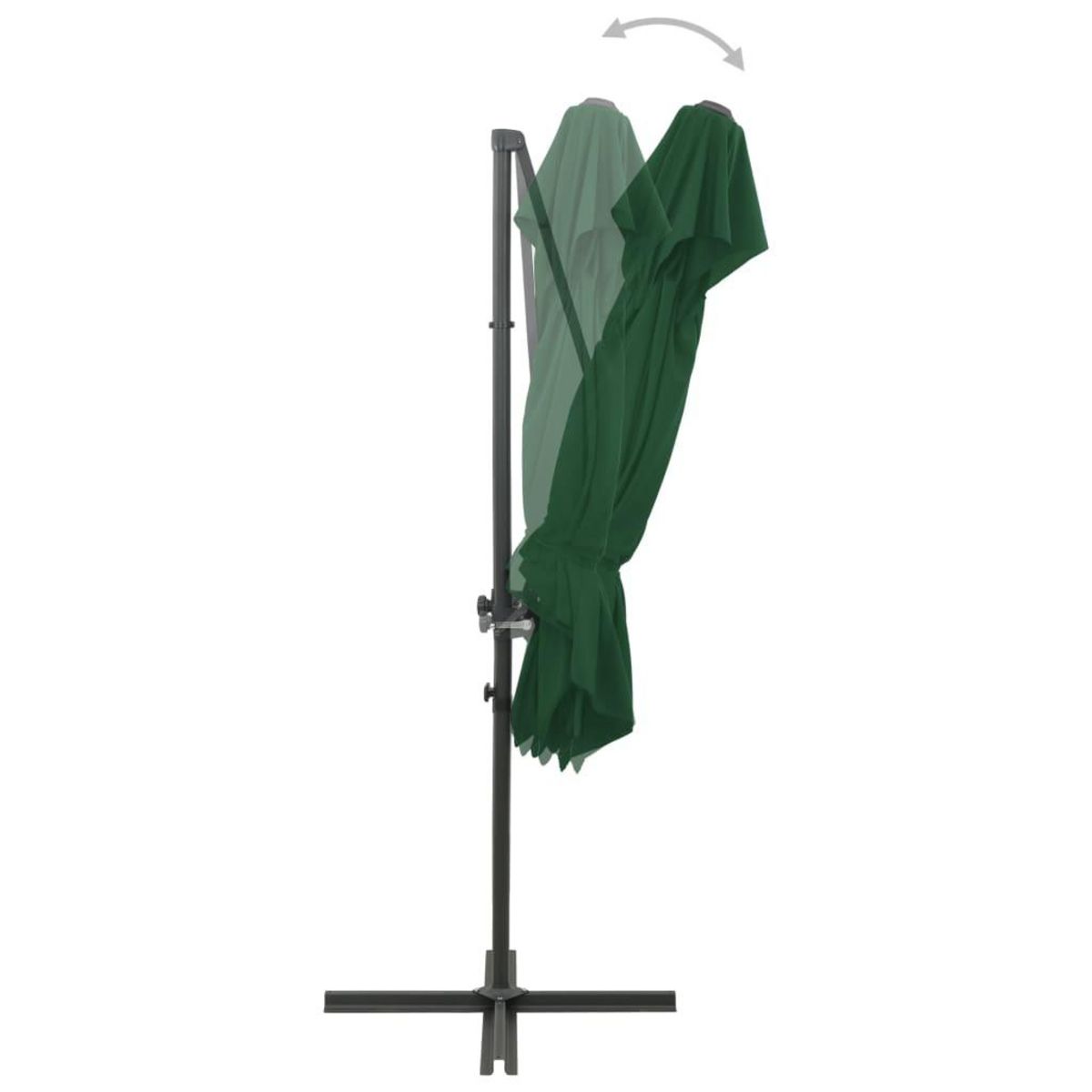 VIDAXL Parasol de jardin en porte-a-faux a double toit vert 250x250 cm