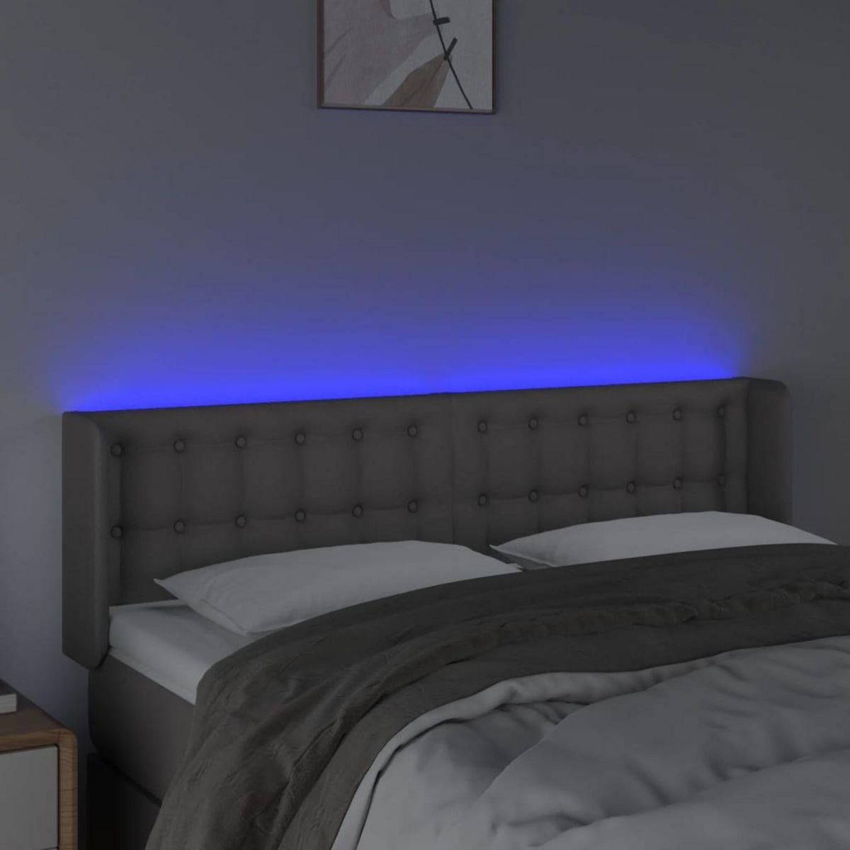 VIDAXL Tete de lit a LED Gris 147x16x78/88 cm Similicuir