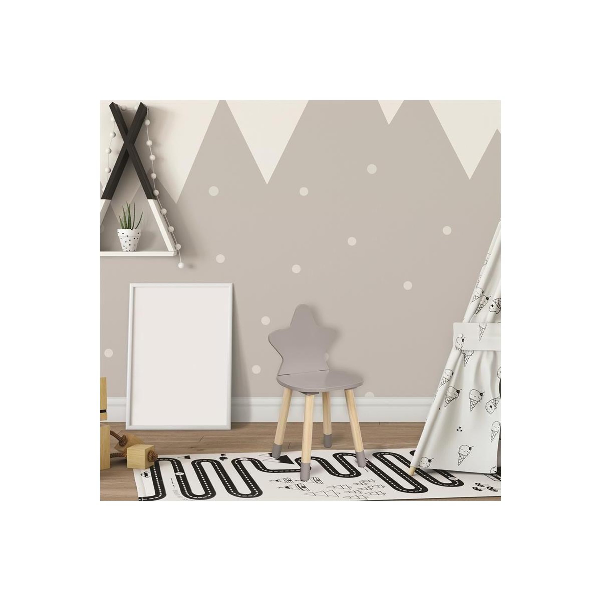 Voir la diapositive 3 : HOME DECO KIDS Chaise Enfant en Bois  Étoile  54cm Gris