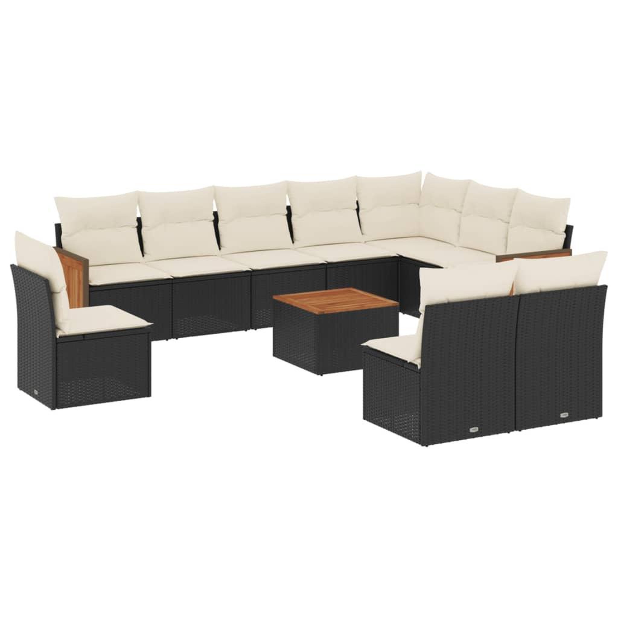 Voir la diapositive 2 : VIDAXL Salon de jardin 11 pcs avec coussins noir resine tressee