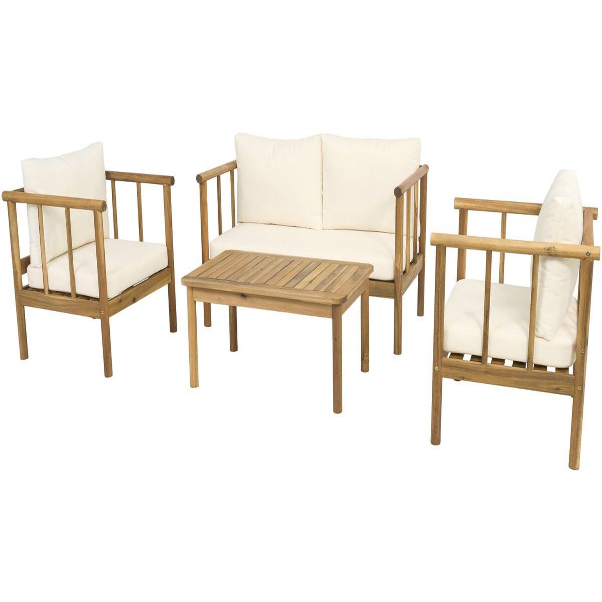 Voir la diapositive 4 : Habitat et Jardin Salon de jardin en bois avec coussins inclus  milano  - 4 places - beige
