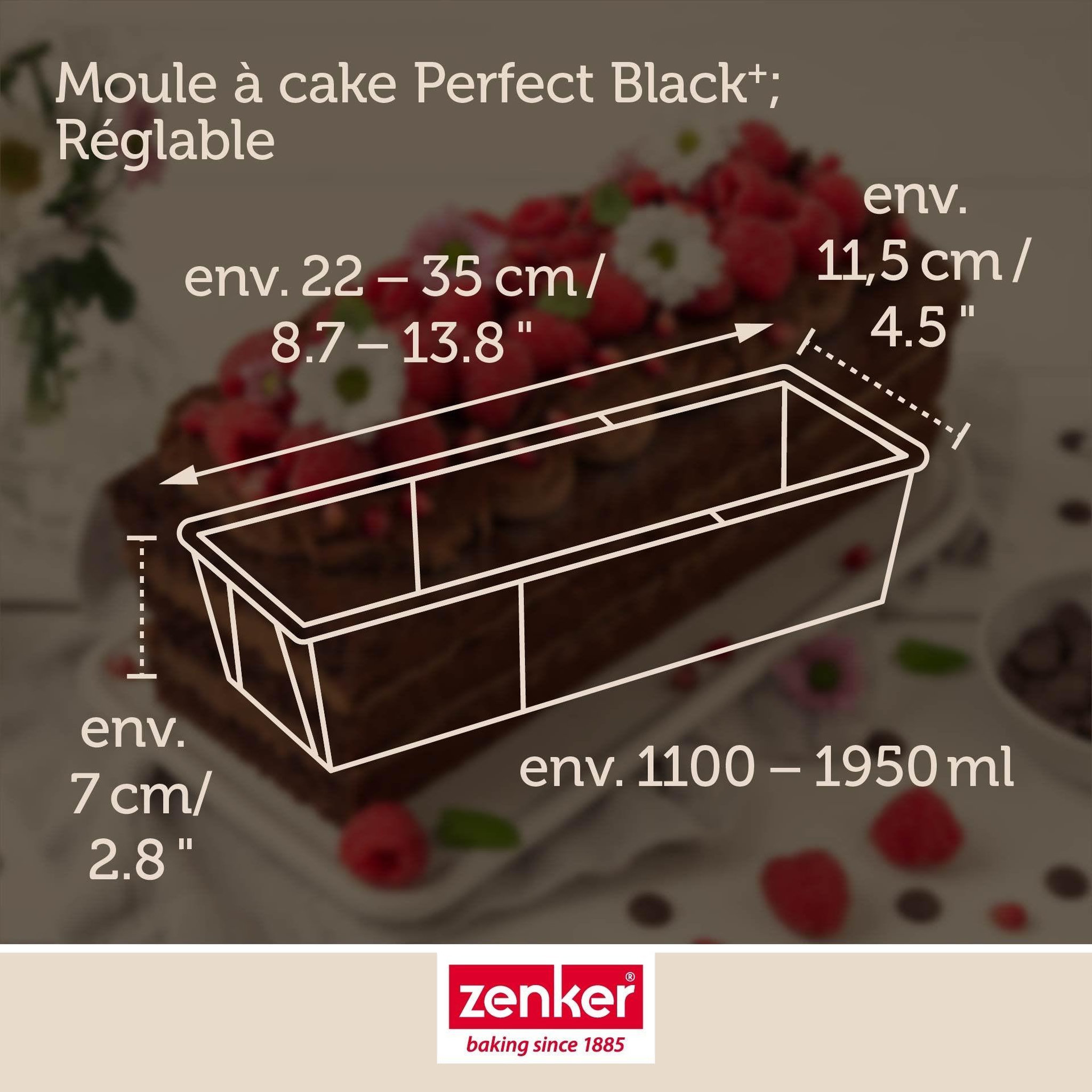 Voir la diapositive 3 : ZENKER Moule à cake extensible 20 à 35 cm zenker perfectback+