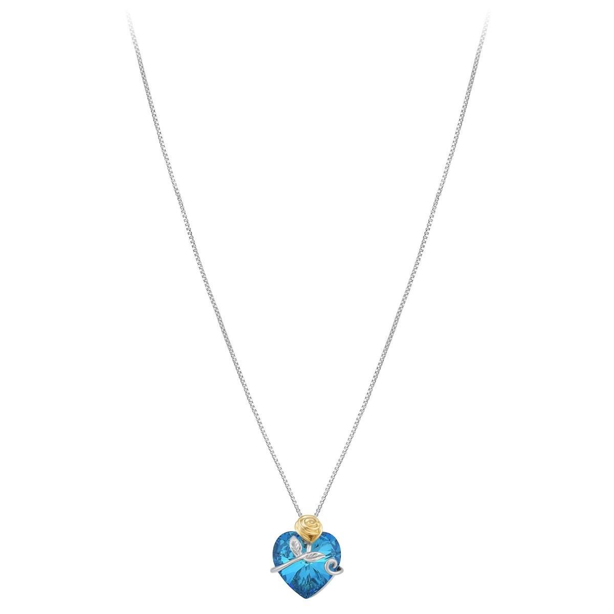 SC BOHEME Collier cœur et rose SC Bohème orné de Cristaux Scintillants