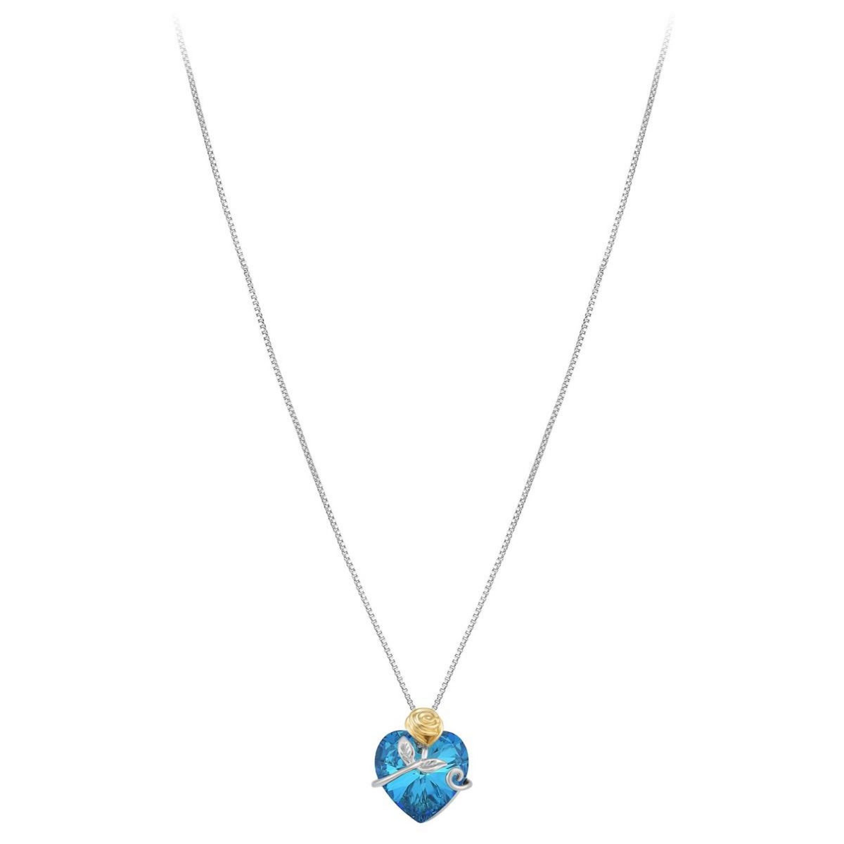 SC BOHEME Collier cœur et rose SC Bohème orné de Cristaux Scintillants