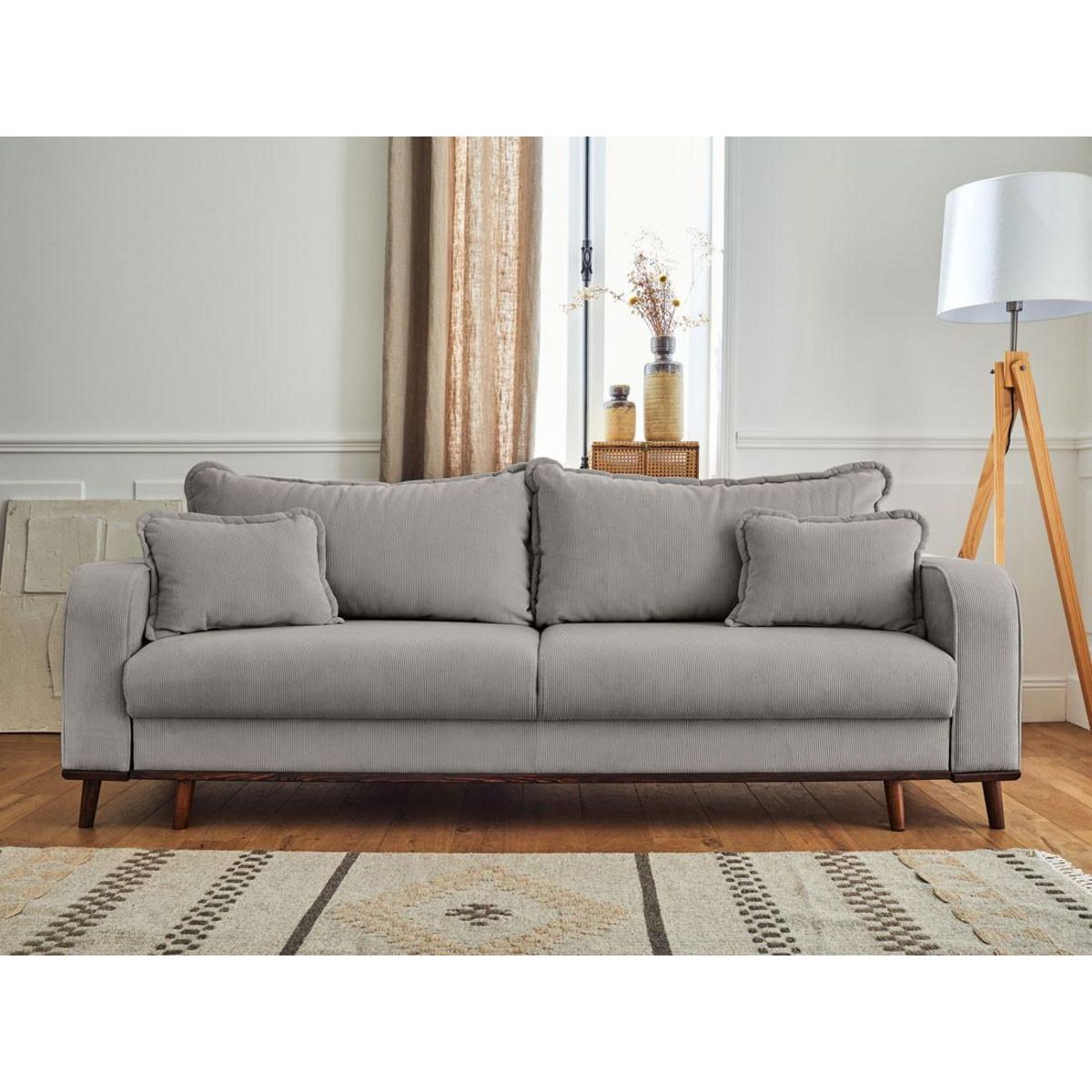 LISA DESIGN Albane - canapé 3 places - convertible avec coffre - en velours côtelé