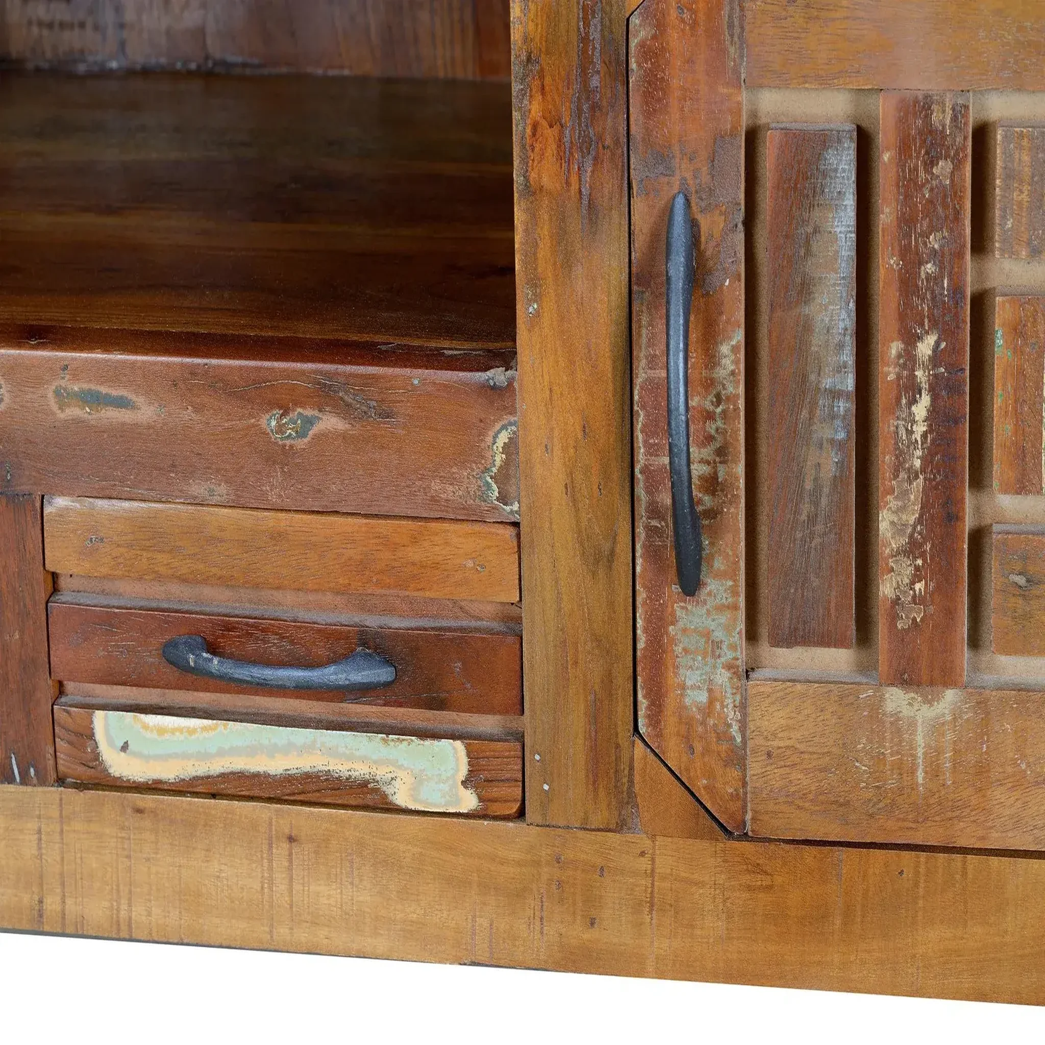 Voir la diapositive 4 : GINER Y COLOMER SL Meuble tv en bois recyclé 160 cm style vintage industriel