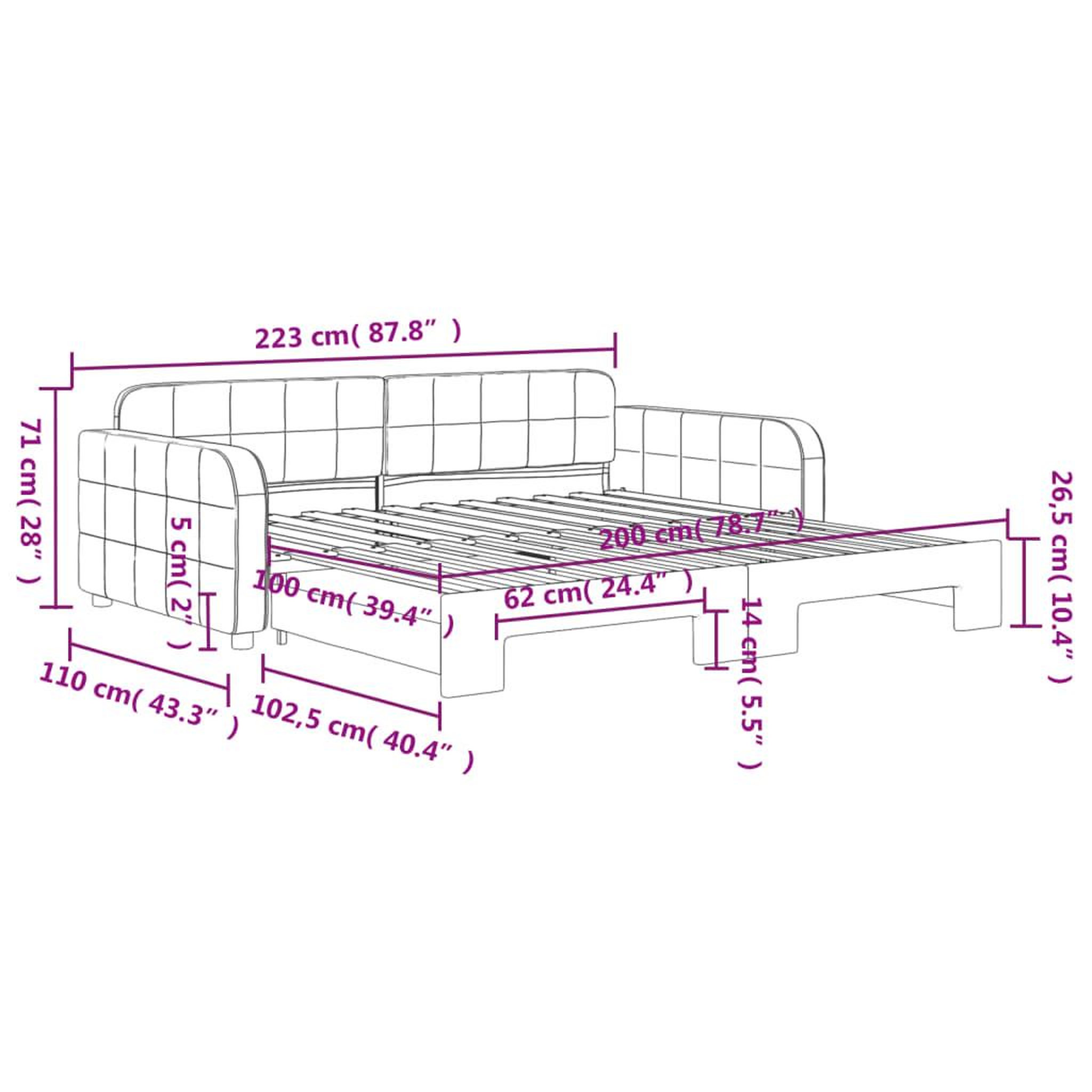 Voir la diapositive 6 : VIDAXL Lit de jour avec gigogne sans matelas vert fonce 100x200 cm