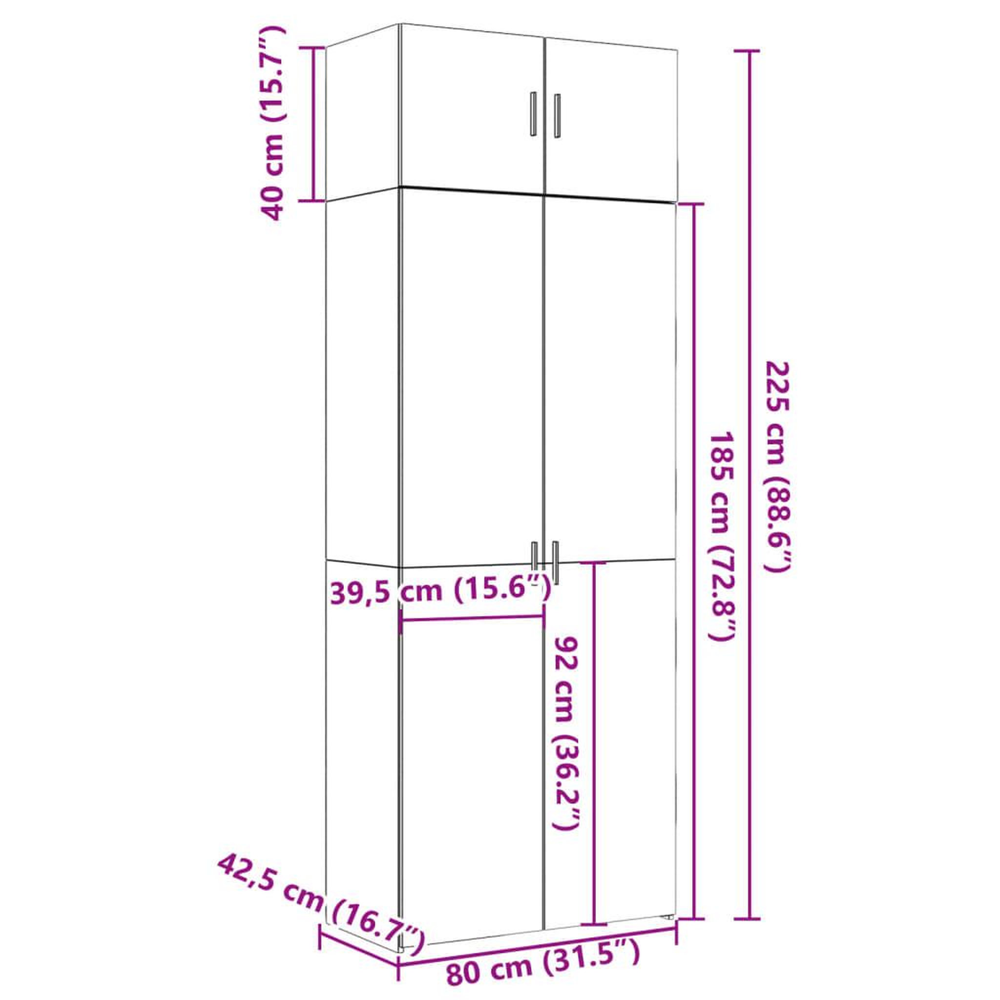 Voir la diapositive 6 : VIDAXL Armoire de rangement blanc 80x42,5x225 cm bois d'ingenierie