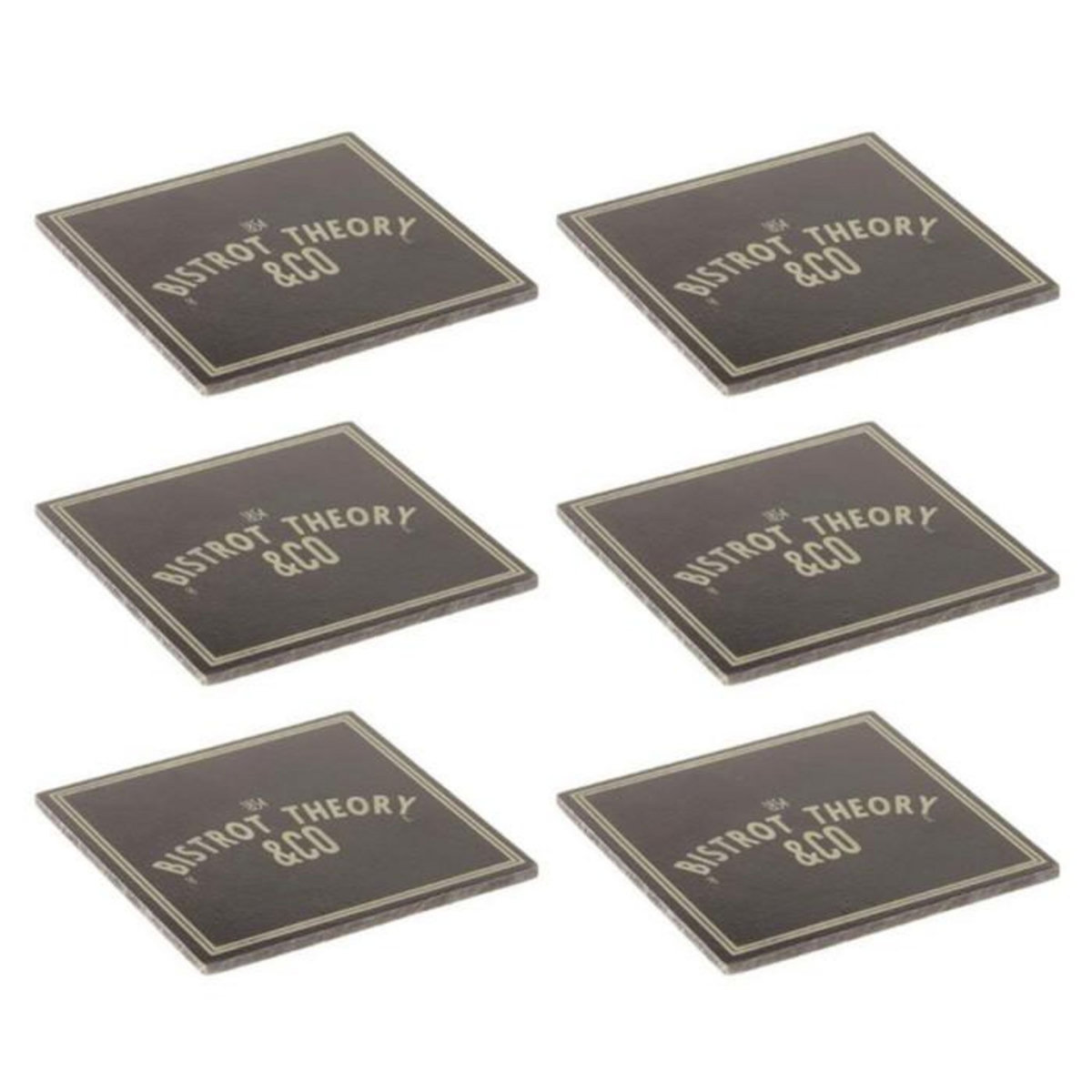 SECRET DE GOURMET Lot de 6 Dessous de Verre  Theory  10cm Noir