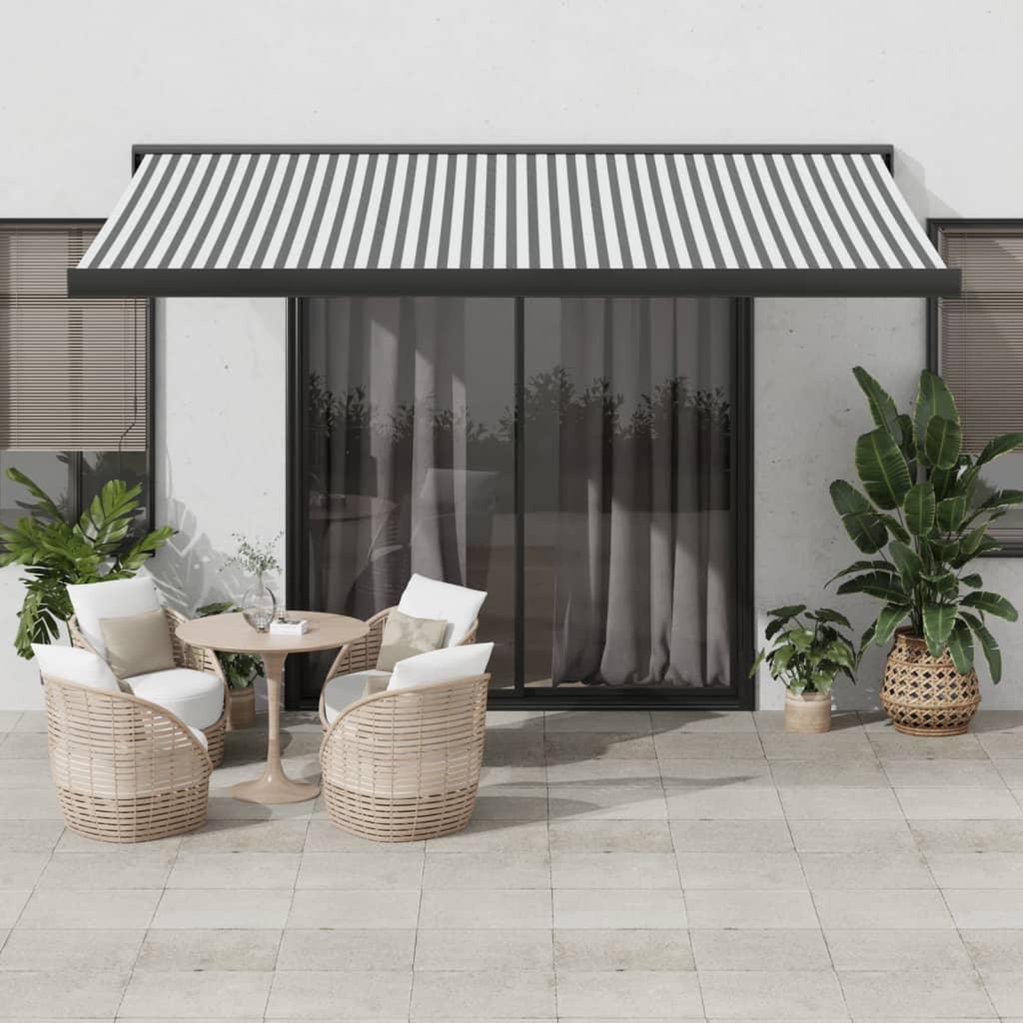 VIDAXL Auvent retractable anthracite et blanc 4x3 m tissu et aluminium
