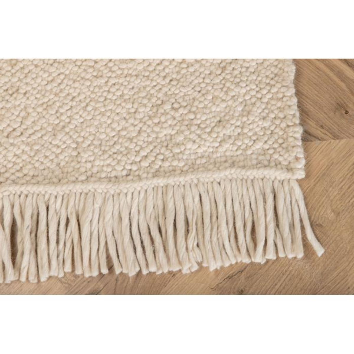 Paris Prix Tapis Déco en Laine  Betina  80x250cm Blanc