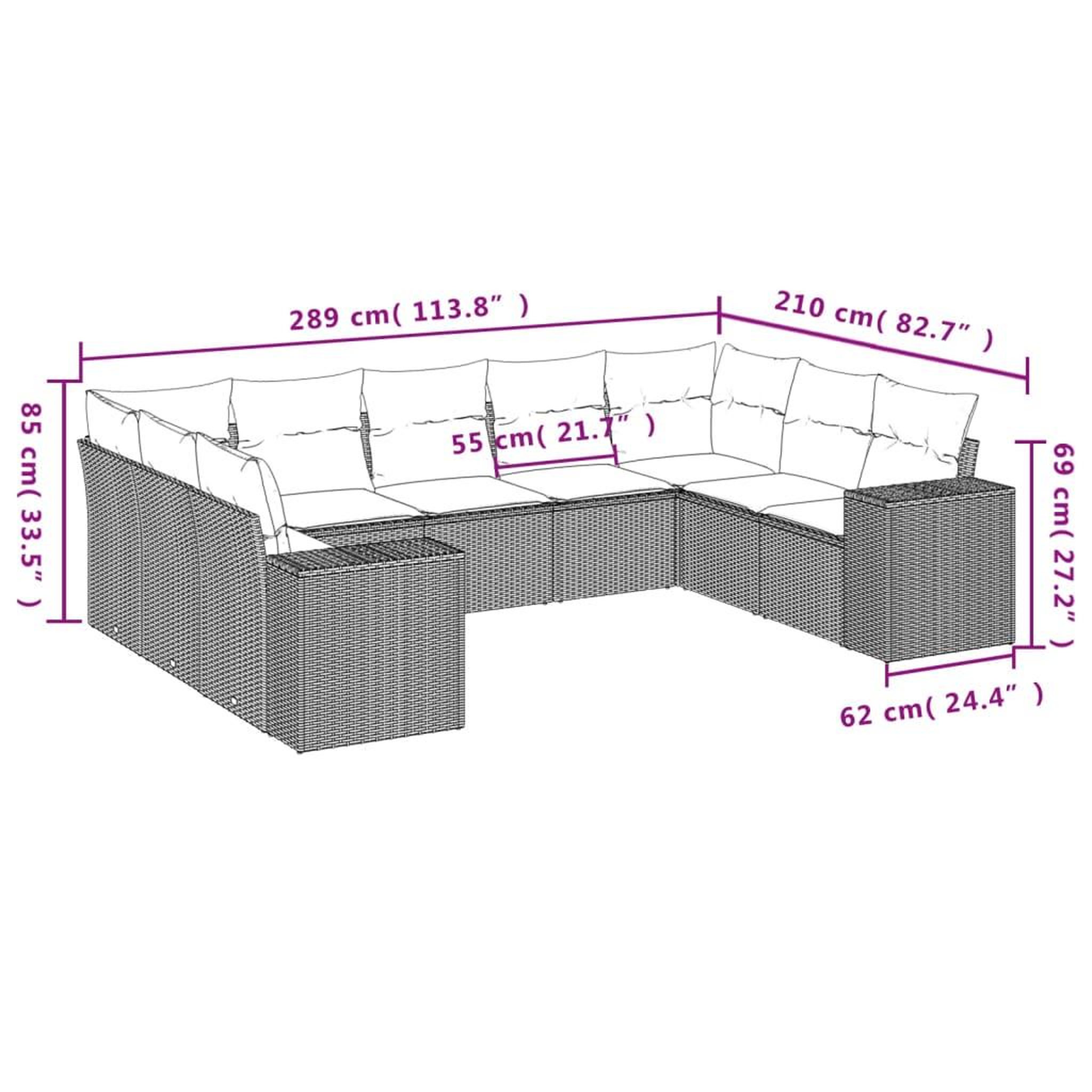 Voir la diapositive 6 : VIDAXL Salon de jardin 9 pcs avec coussins noir resine tressee