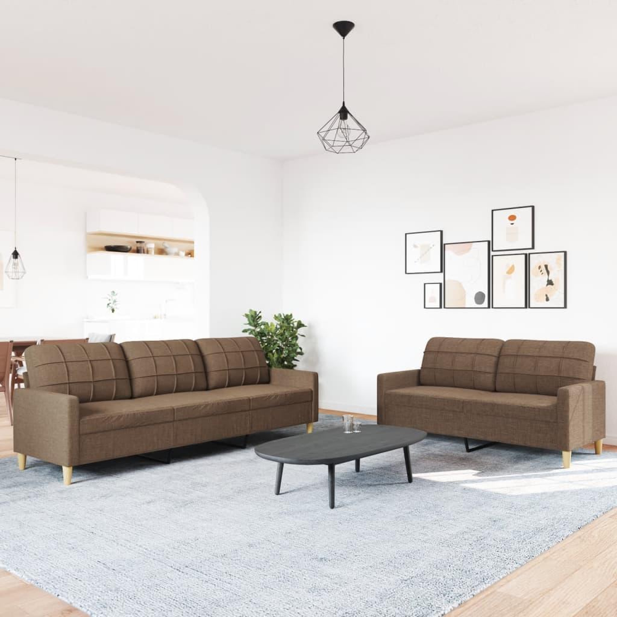 Voir la diapositive 3 : VIDAXL Ensemble de canapes 2 pcs marron tissu