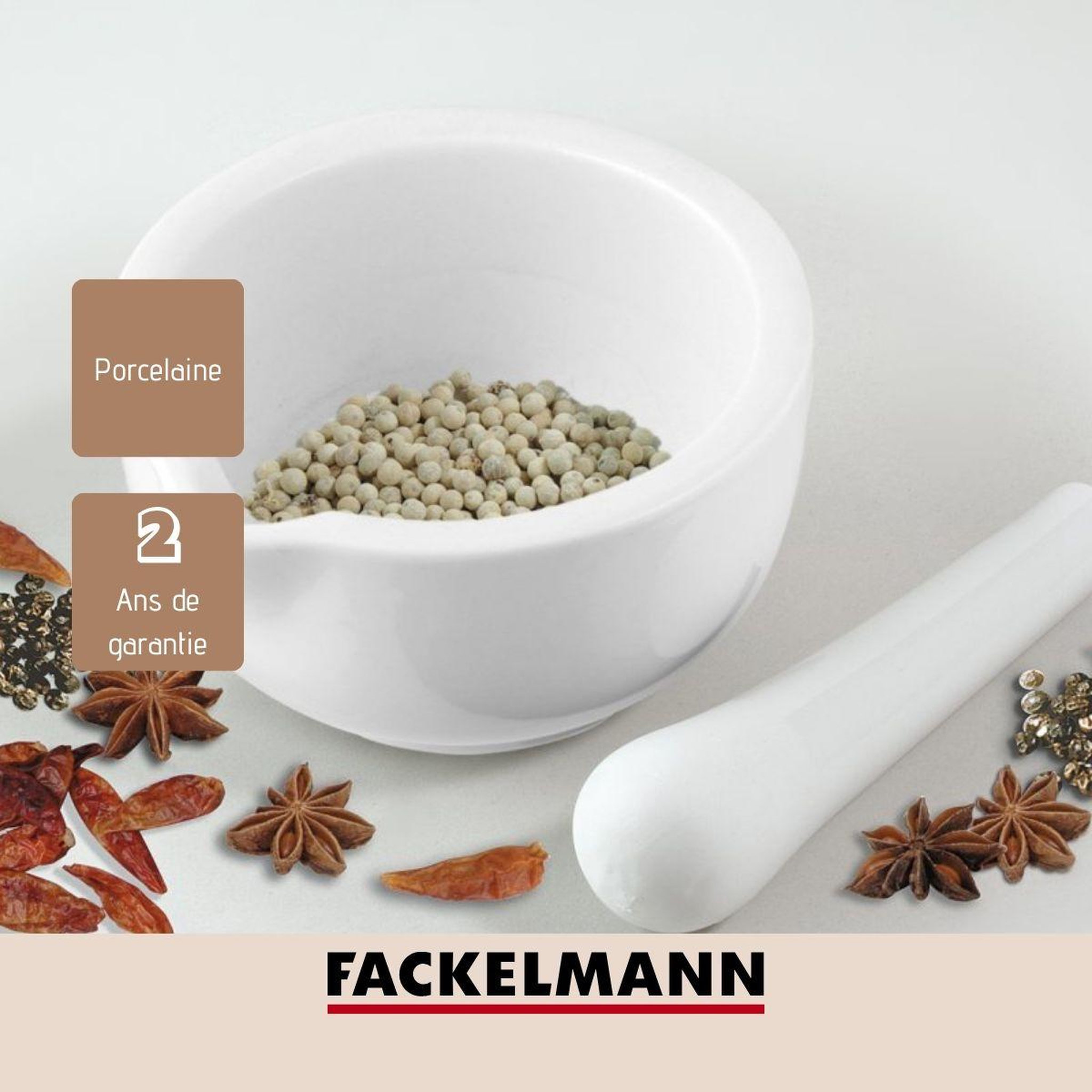 Voir la diapositive 4 : Fackelmann Mortier de cuisine avec pilon en porcelaine fackelmann basic