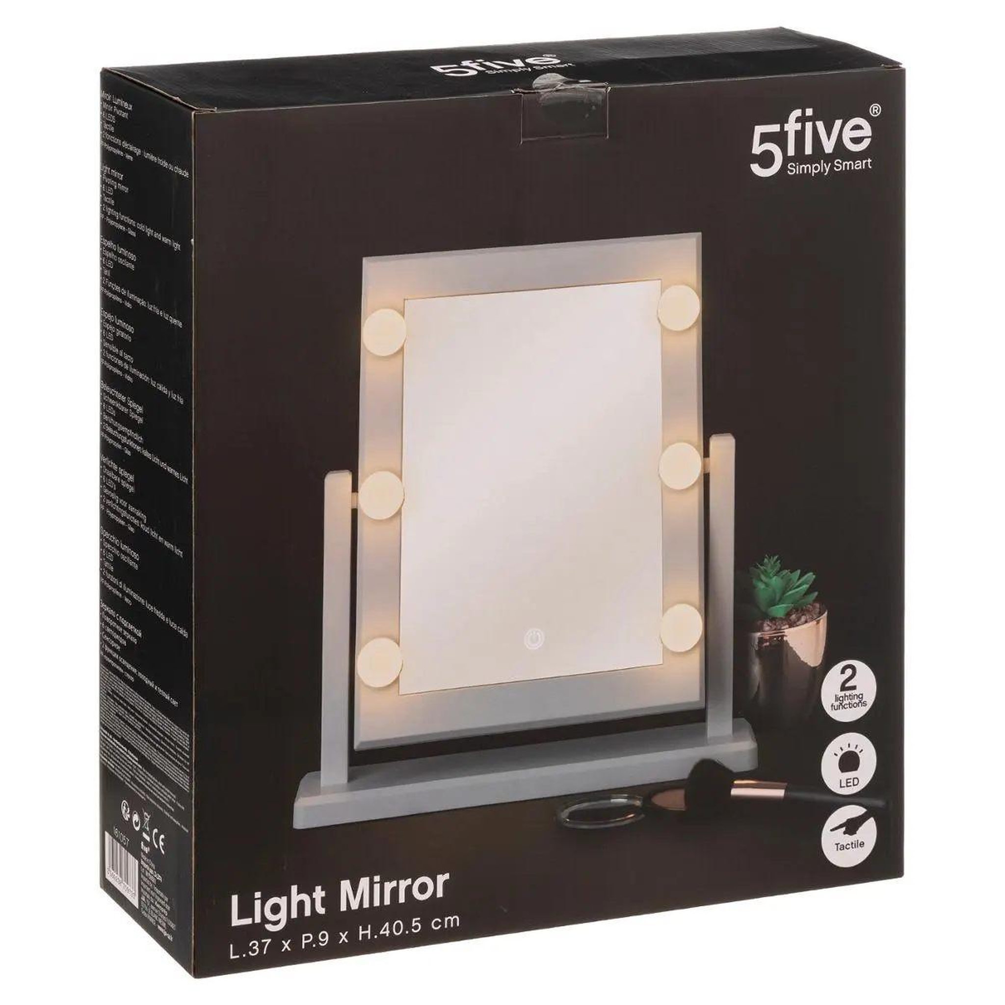 Voir la diapositive 4 : FIVE Miroir led à poser  hollywood  40cm blanc