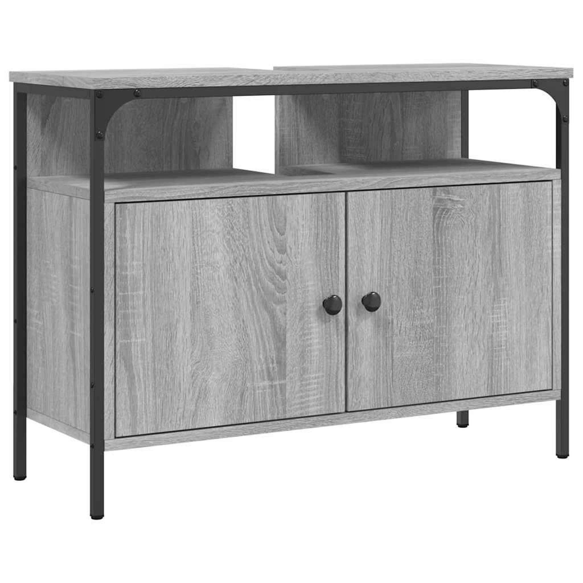 Voir la diapositive 2 : VIDAXL Armoire lavabo de salle de bain sonoma gris 80x30x60 cm
