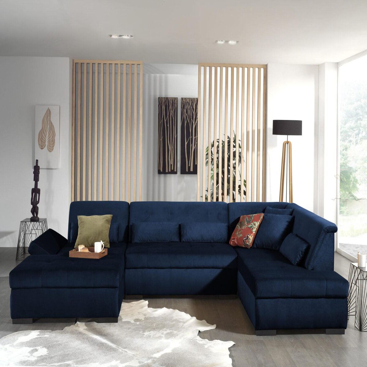 LISA DESIGN Vermont - canapé panoramique d'angle droit - 7 places - xxl - en velours