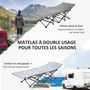 Voir la diapositive 3 : OUTSUNNY Lit de camp lit d'appoint pliable - pochette rangement, tétière, sac de transport, matelas inclus métal Oxford gris