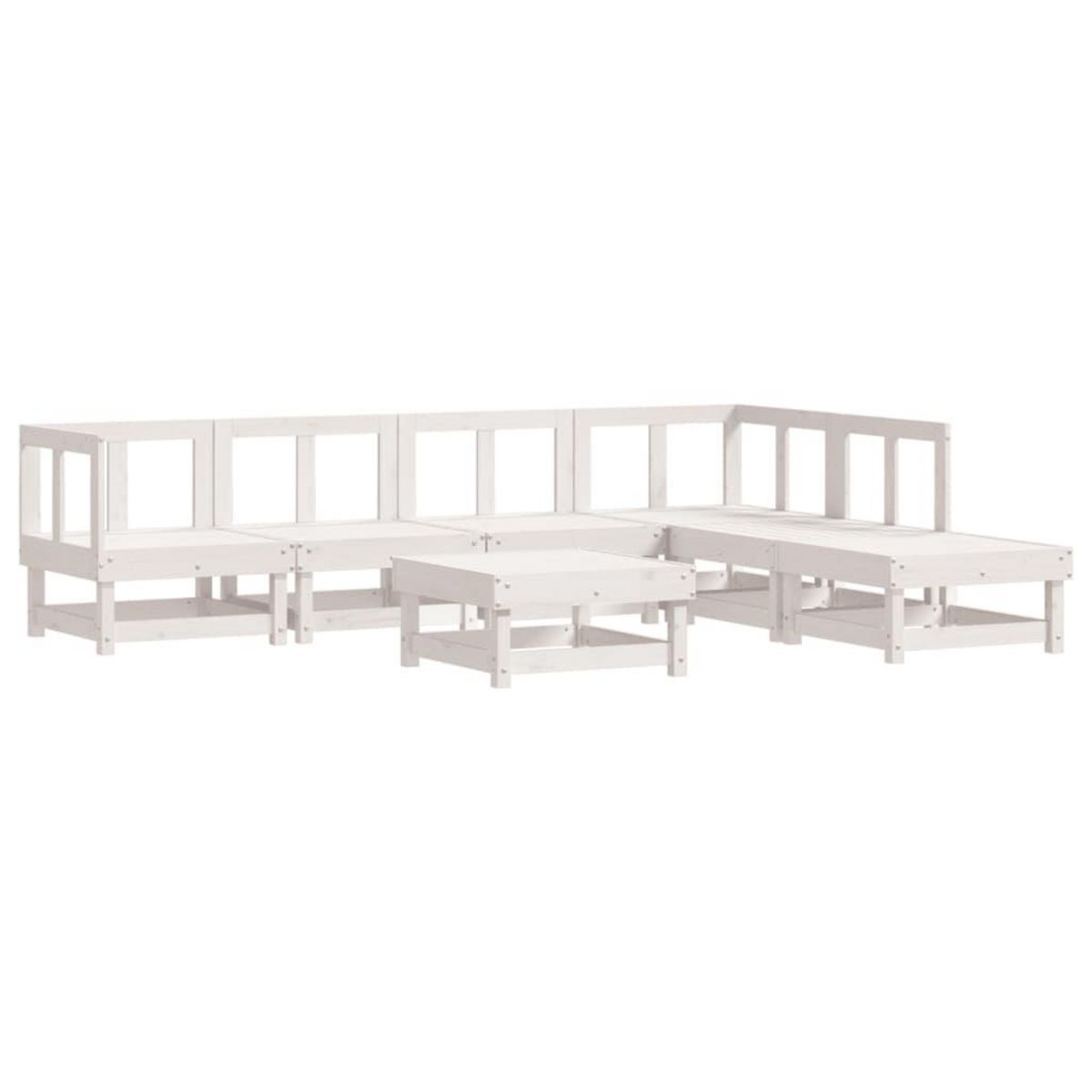 VIDAXL Salon de jardin 7 pcs avec coussins blanc bois massif