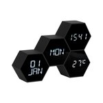 Karlsson Réveil Six 4 facettes hexagonale. Coloris disponibles : Jaune, Noir, Marron