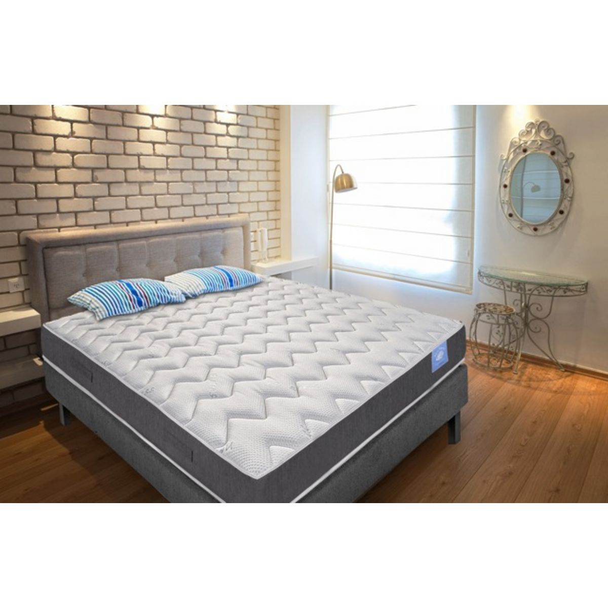 BELLE LITERIE BENOIST 140x190 cm : matelas latex/mousse HR SHIELD + sommier VAUBAN + pieds