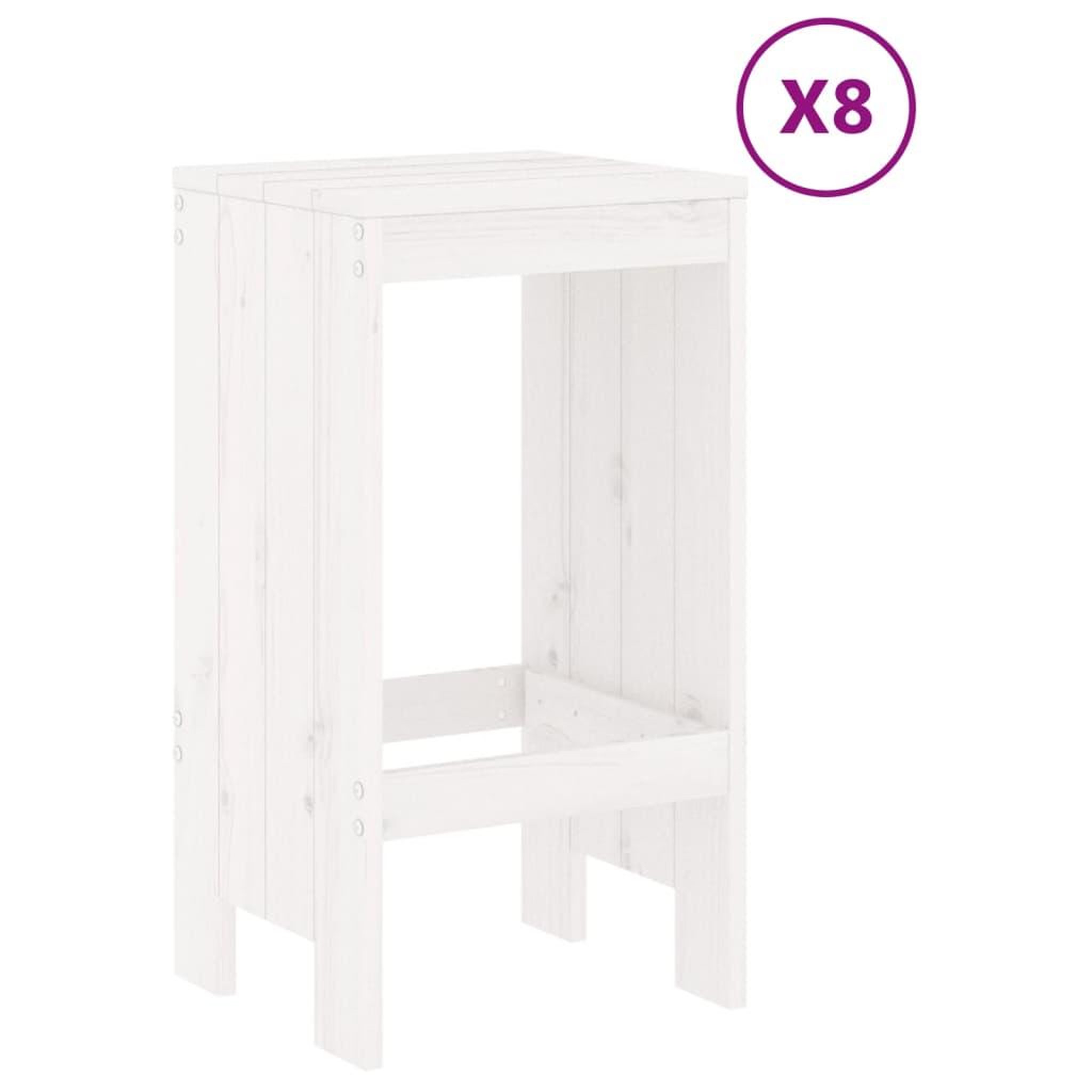 Voir la diapositive 3 : VIDAXL Ensemble de bar de jardin 9 pcs blanc bois de pin massif