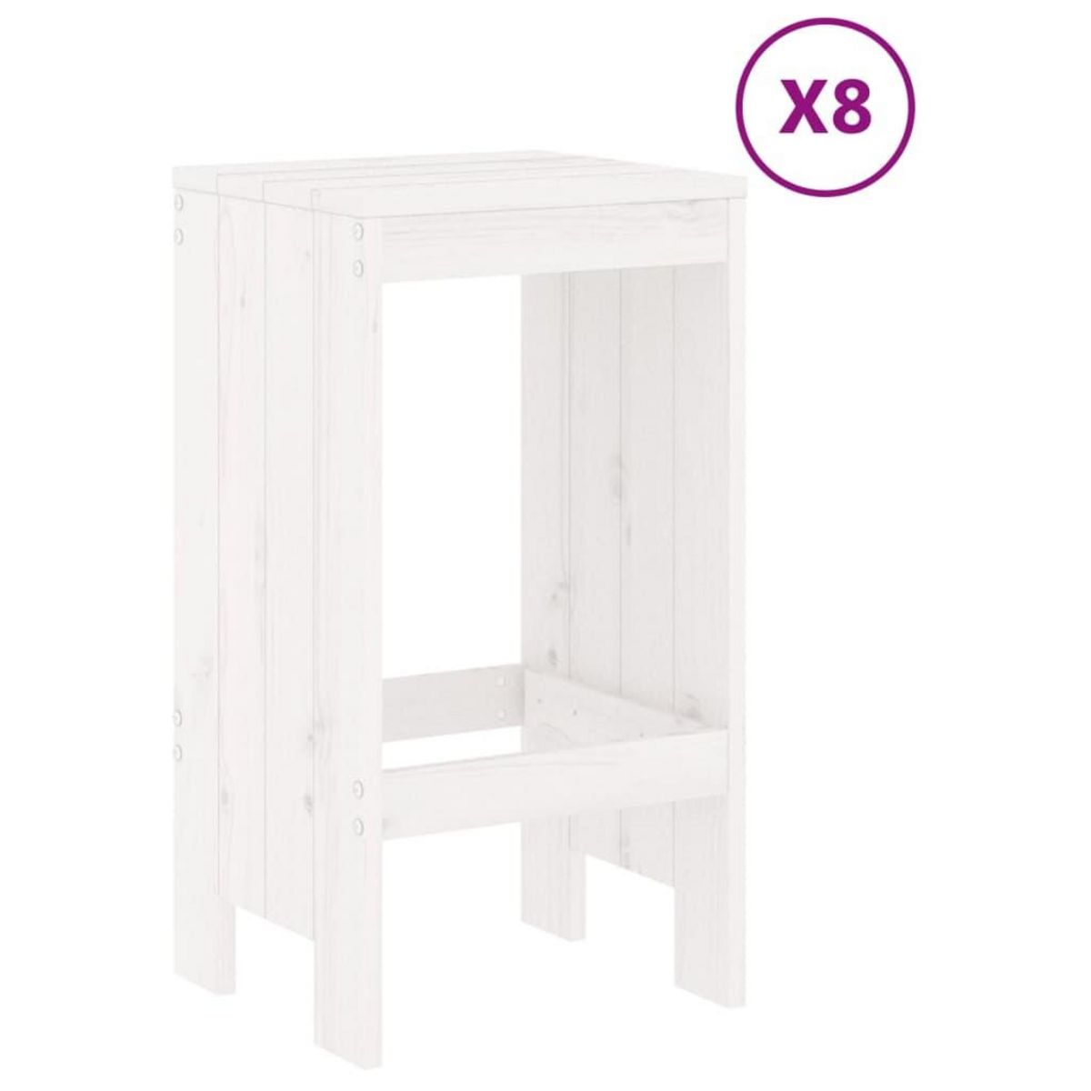 VIDAXL Ensemble de bar de jardin 9 pcs blanc bois de pin massif