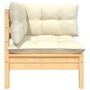 Voir la diapositive 2 : VIDAXL Canape d'angle de jardin avec coussins creme Bois de pin massif