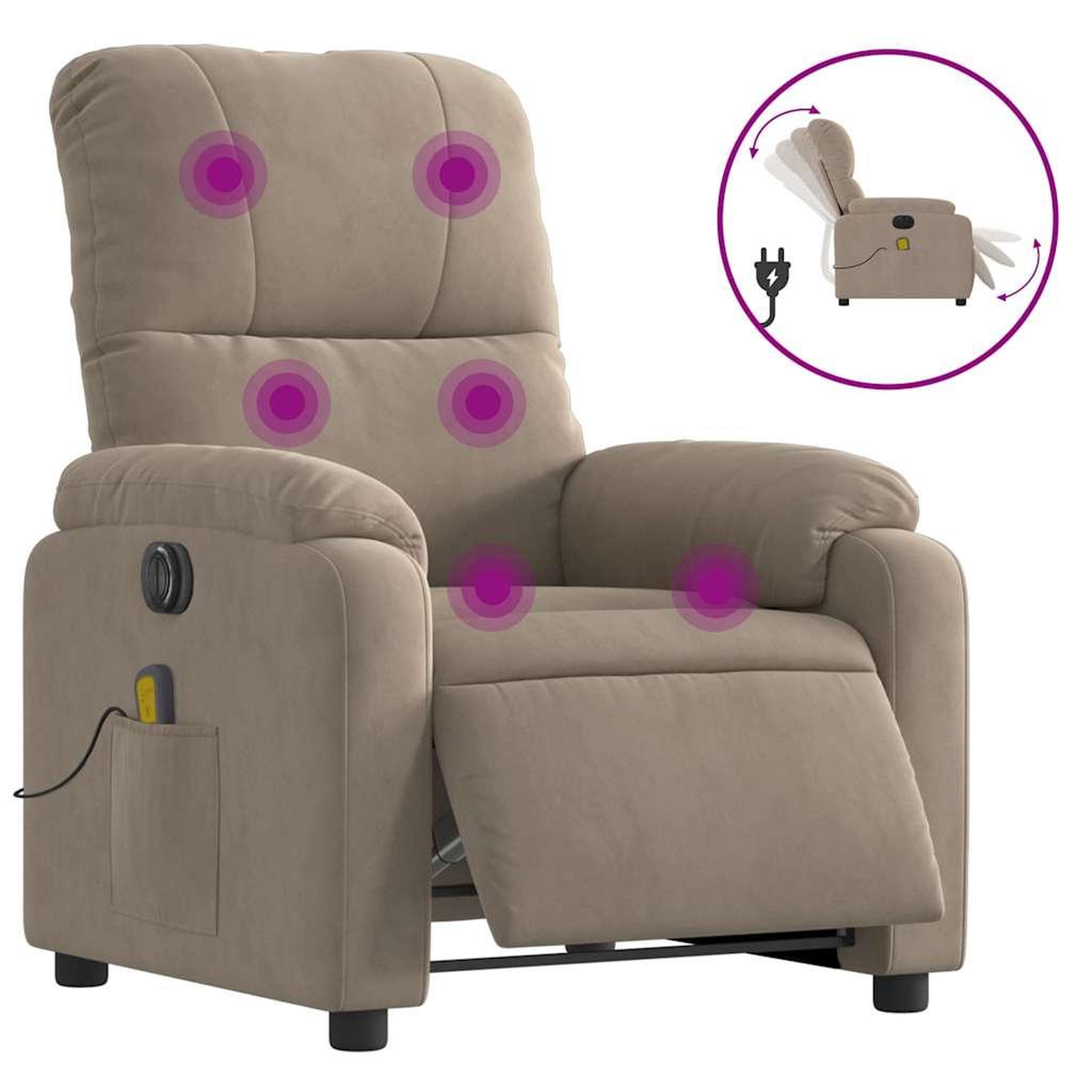 Voir la diapositive 2 : VIDAXL Fauteuil inclinable de massage electrique taupe