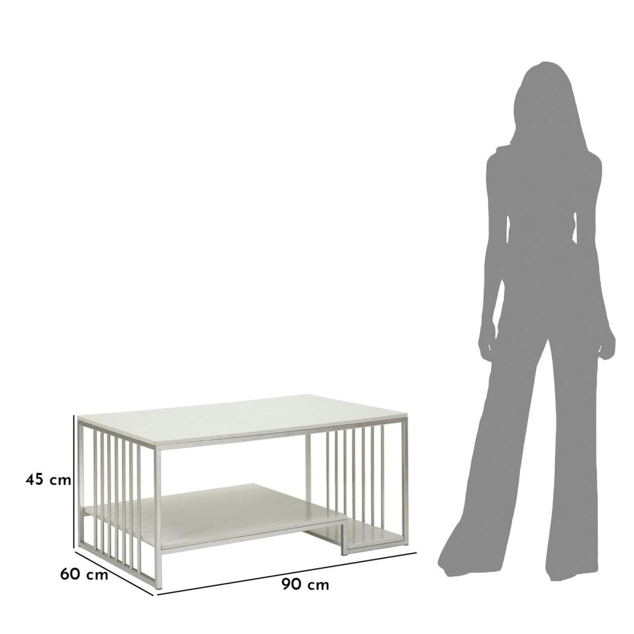 Voir la diapositive 6 : Paris Prix Table basse en marbre  kayseri  90cm argent & blanc