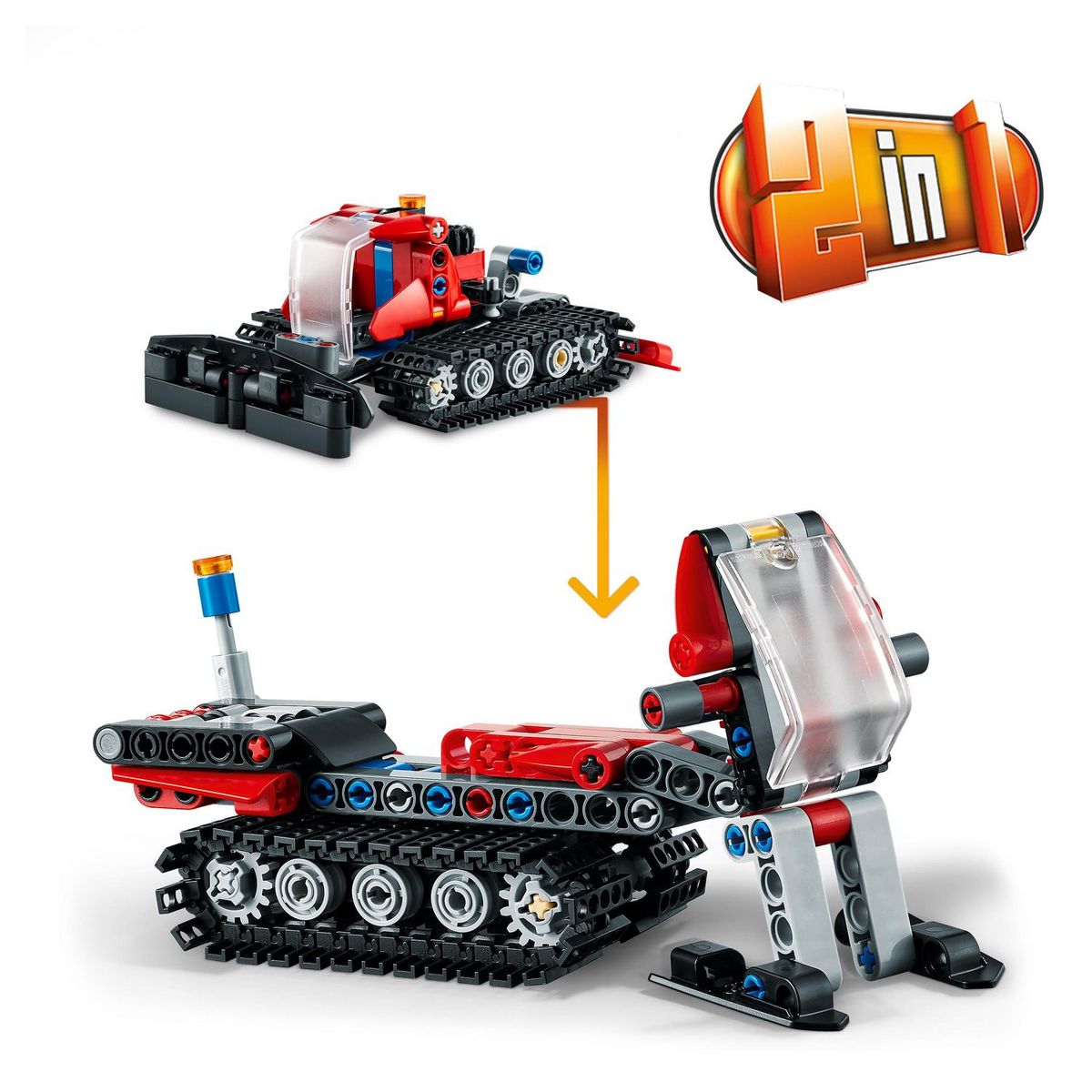 LEGO Technic 42148 La Dameuse, 2-en-1, Jouet de Maquette Véhicule, avec Motoneige Hiver, Jouet Éducatif,