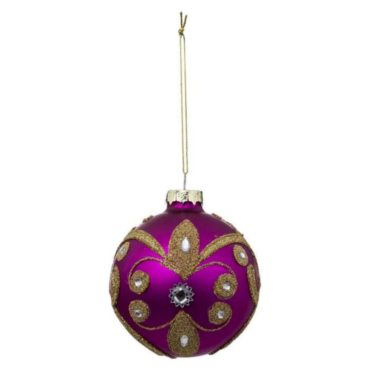 ATMOSPHERA Boule de Noël  Glitter Folk  8cm Rose & Or