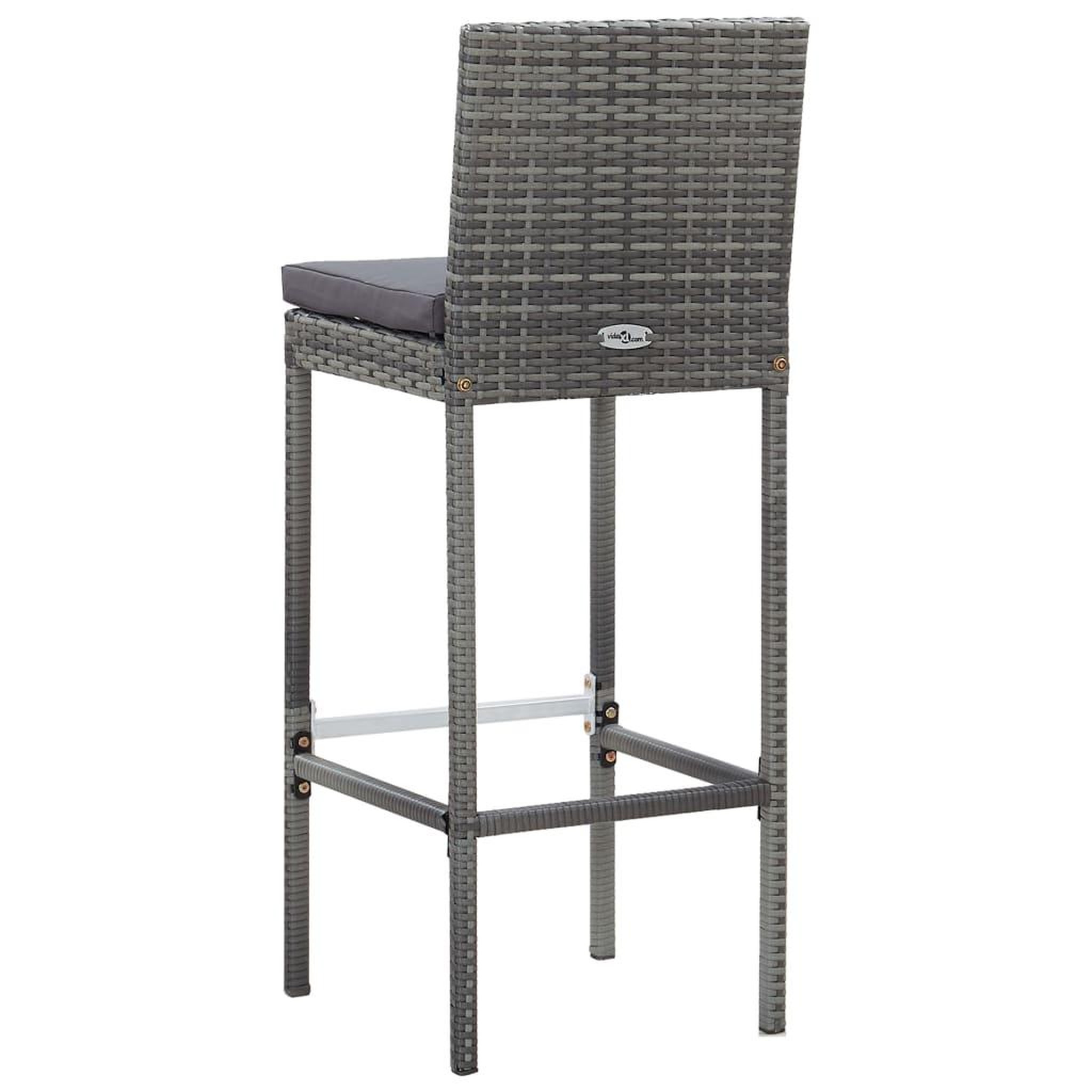 Voir la diapositive 5 : VIDAXL Ensemble de bar d'exterieur 7 pcs coussins Resine tressee Gris