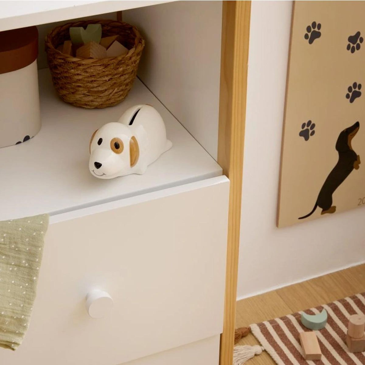 Atmosphera Kids Tirelire Enfant Chien  Scott  15cm Blanc