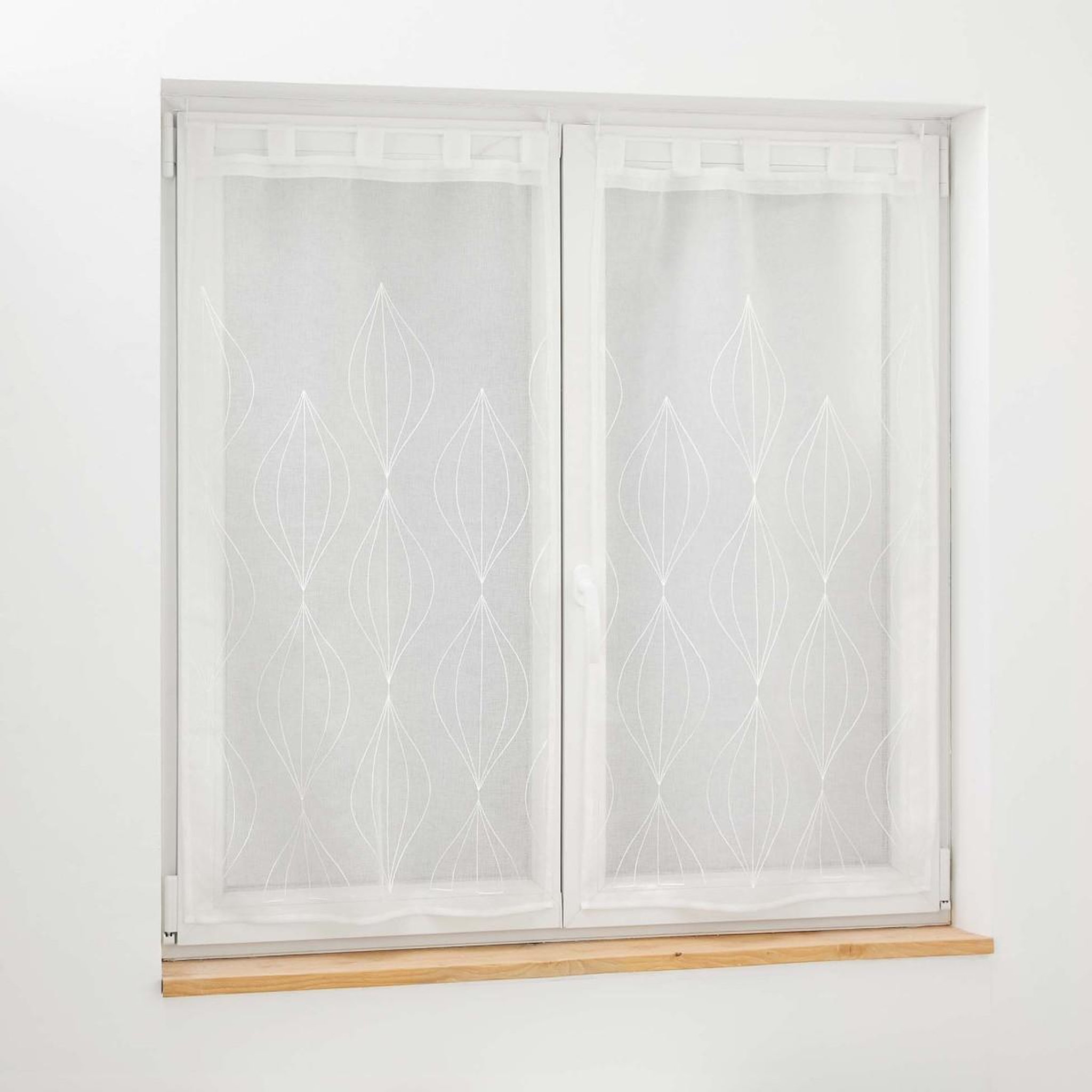 Douceur d'Intérieur Paire de voilages brodés  galactee  60x90cm blanc