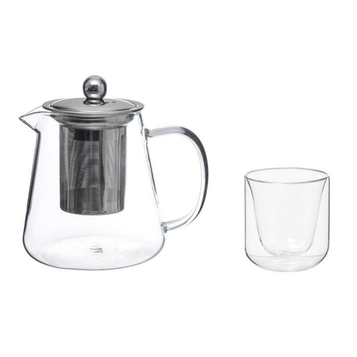  Coffret Théière & 2 Tasses  Thé  60cl Transparent