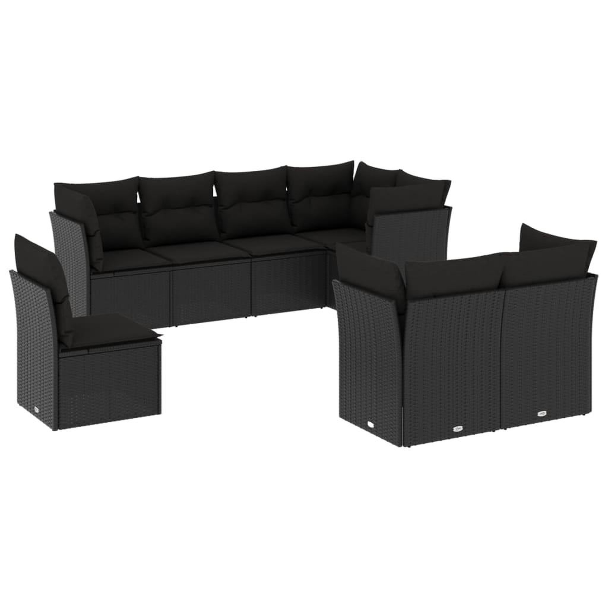 Voir la diapositive 2 : VIDAXL Salon de jardin 8 pcs avec coussins noir resine tressee