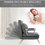 Voir la diapositive 4 : HOMCOM Fauteuil chauffeuse canapé-lit convertible 1 place déhoussable grand confort coussin pieds accoudoirs métal lin gris clair