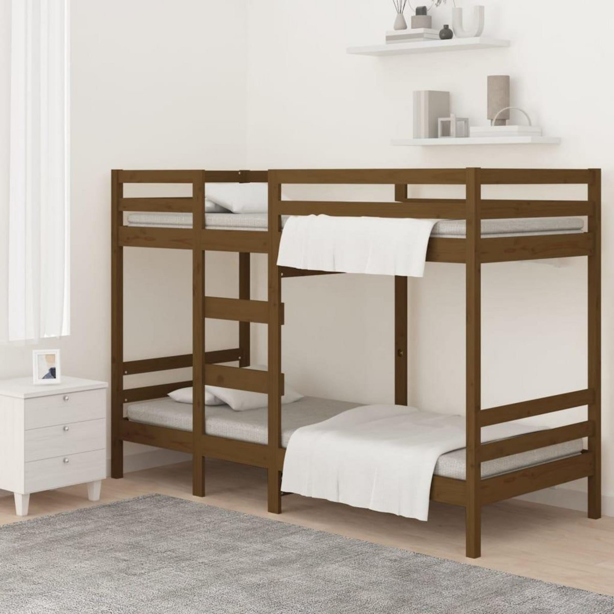 VIDAXL Lit superpose sans matelas marron miel 90x200 cm pin massif