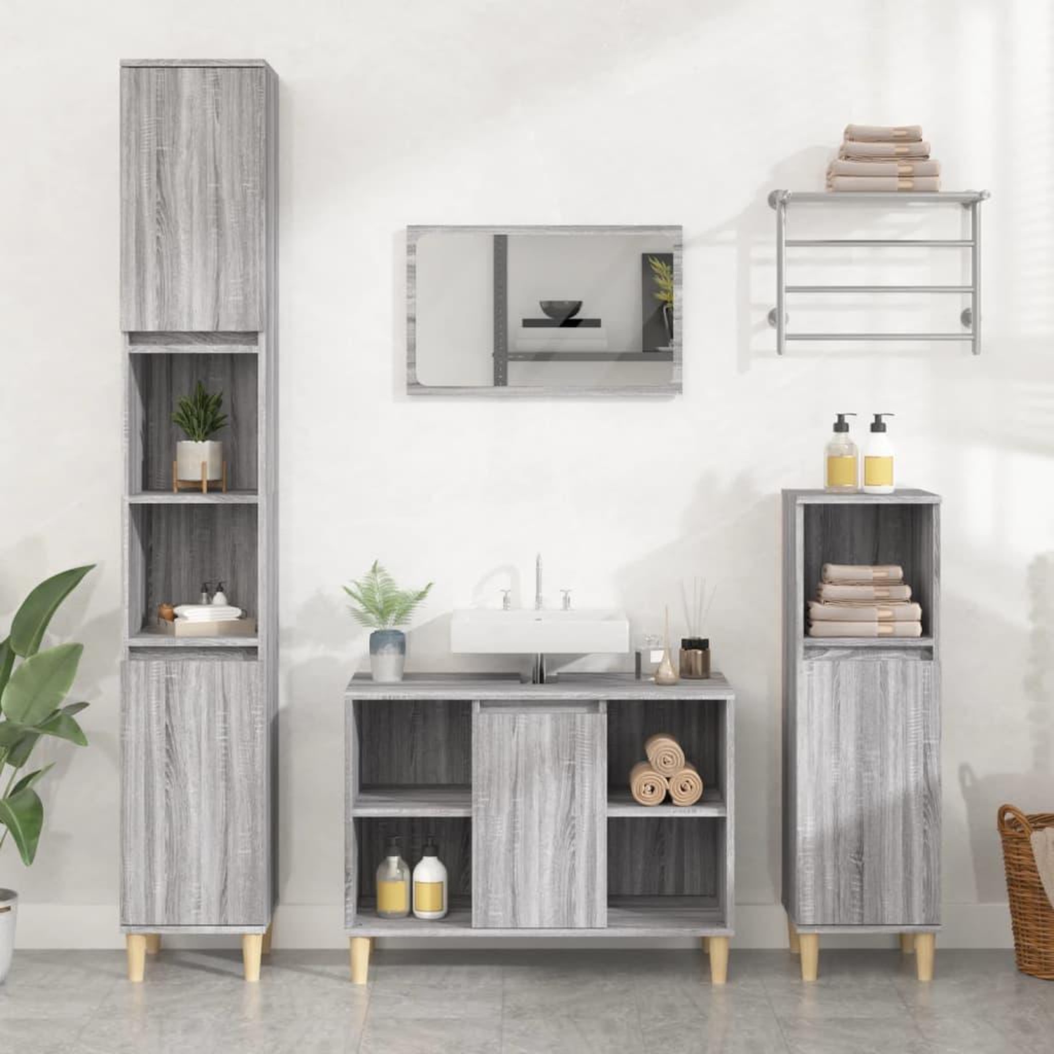 Voir la diapositive 1 : VIDAXL Meuble d'evier sonoma gris 80x33x60 cm bois d'ingenierie