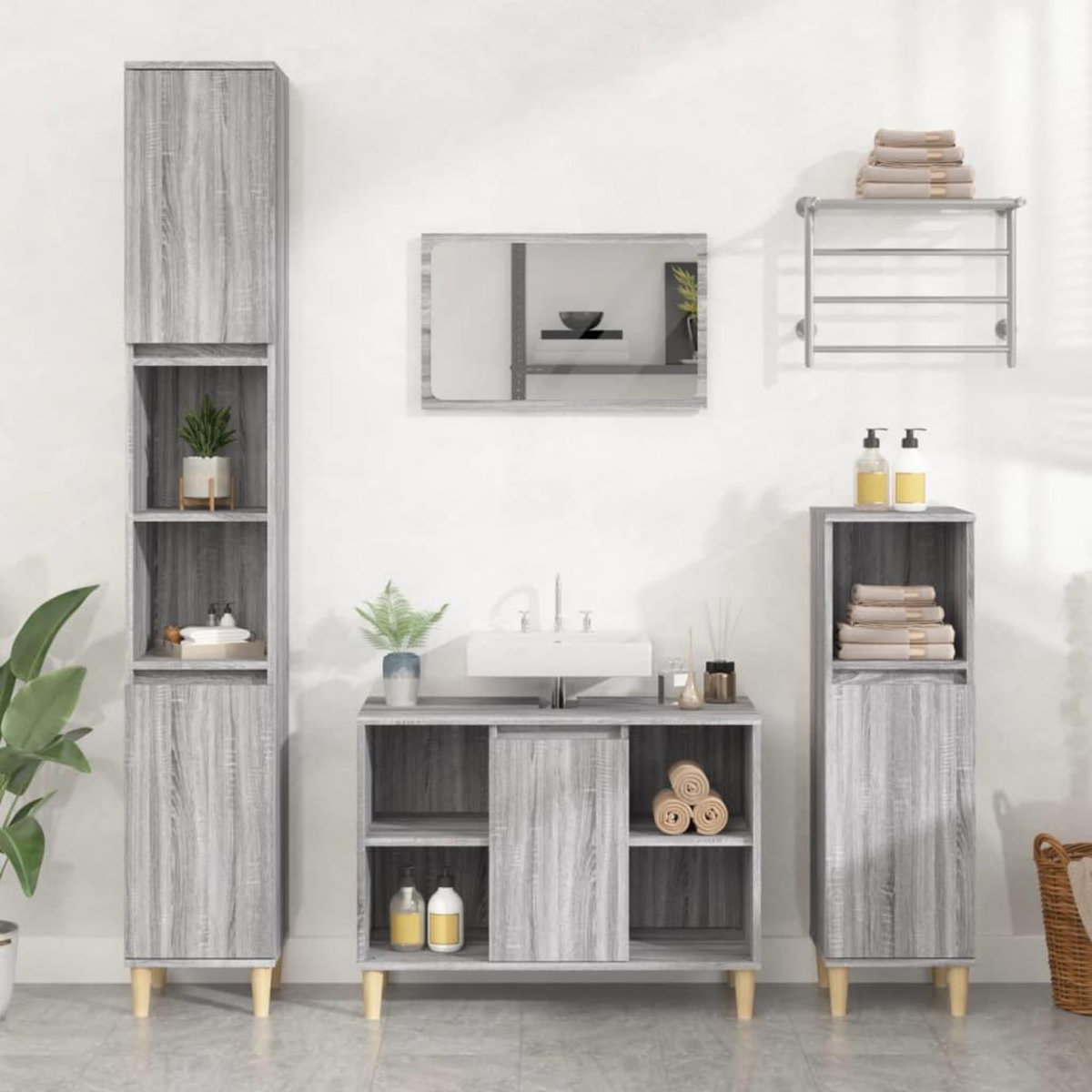 VIDAXL Meuble d'evier sonoma gris 80x33x60 cm bois d'ingenierie