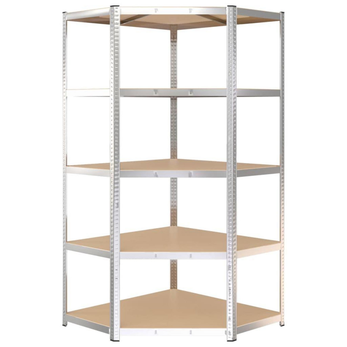 VIDAXL Etagere d'angle 5 niveaux Argente Acier et bois d'ingenierie