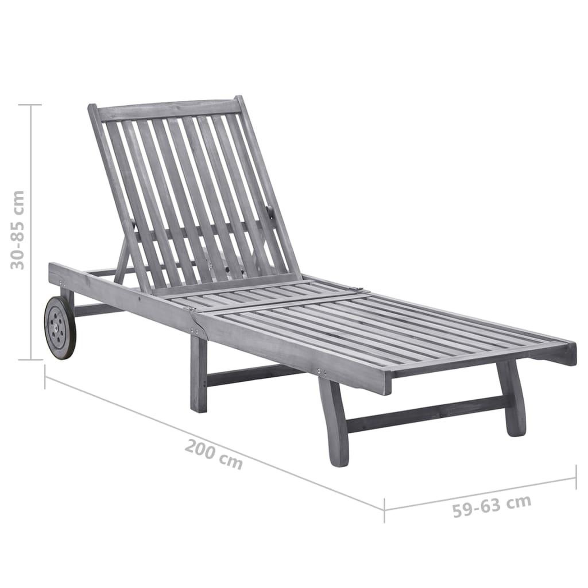 Voir la diapositive 6 : VIDAXL Chaise longue de jardin avec coussin Gris Bois d'acacia solide