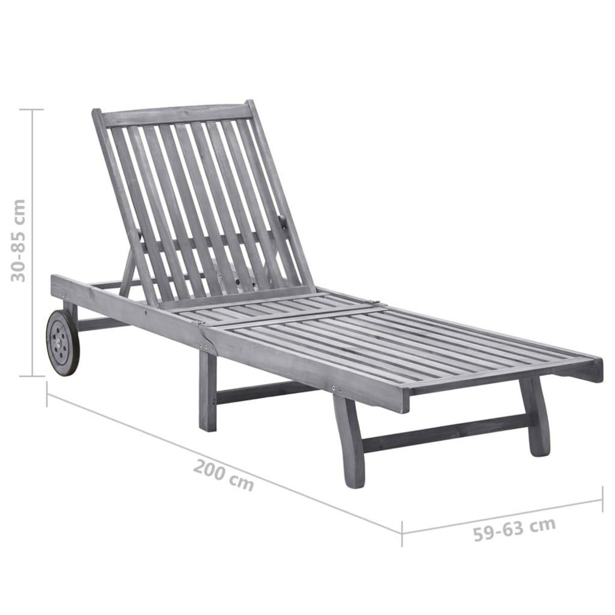 VIDAXL Chaise longue de jardin avec coussin Gris Bois d'acacia solide