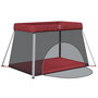 Voir la diapositive 4 : VIDAXL Parc pour bebe avec matelas Rouge Tissu de lin